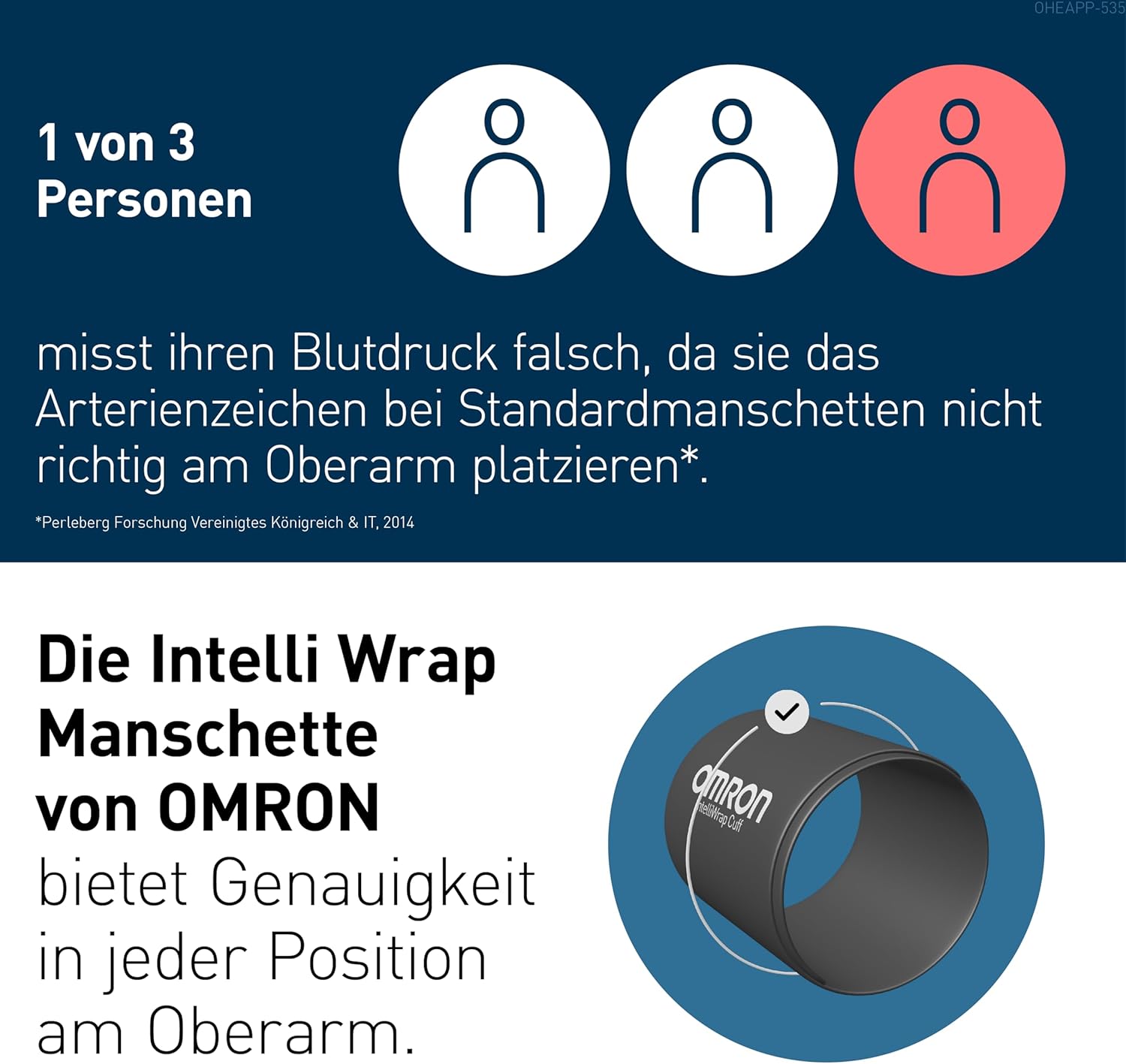 OMRON X7 Smart AFib Oberarm-Blutdruckmessgerät | Vorhofflimmern-Screening zu Hause Blutdruckkontrolle | Klinisch validiert | 2 Benutzer | Intelli Wrap-Manschette 22–42 cm | Kostenlose App – Bild 4