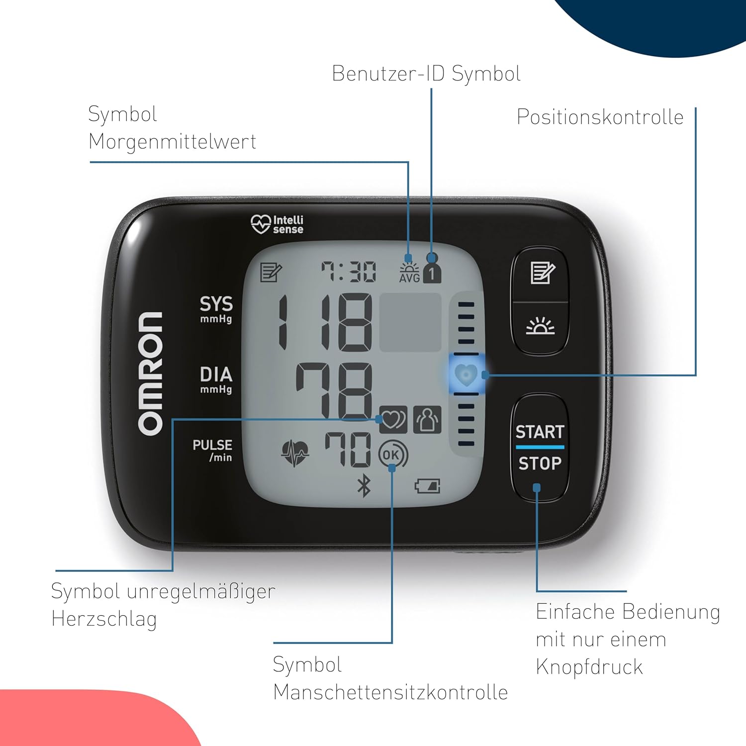 OMRON RS7 Intelli IT, digitales Handgelenk-Blutdruckmessgerät, Testsieger Stiftung Warentest 09/2020, klinisch validiert – auch bei Adipositas, Bluetooth- und Smartphone-kompatibel – Bild 8