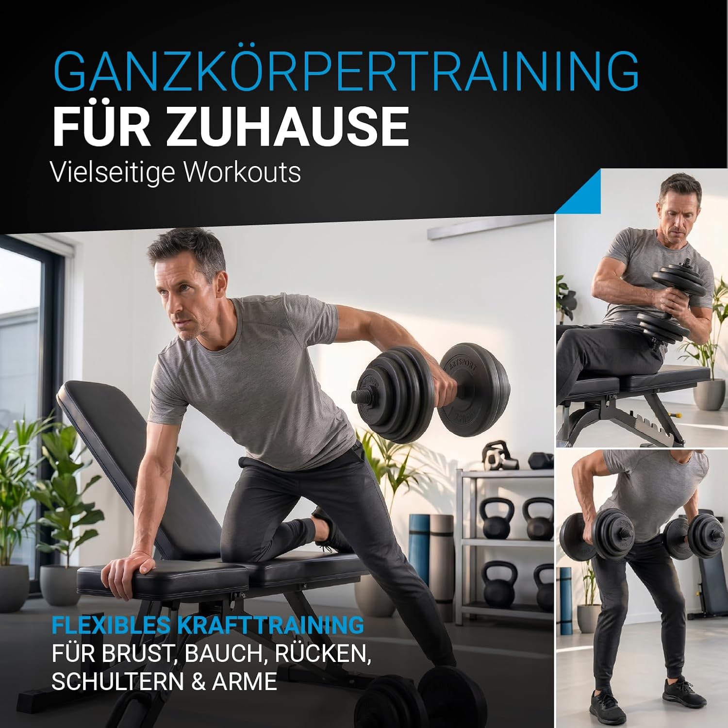 ArtSport 2er-Hantelset 20/30/40 kg – Hantelset mit 2 Hanteln, Gewichten und 4 Spinlock-Kragen – Bild 2