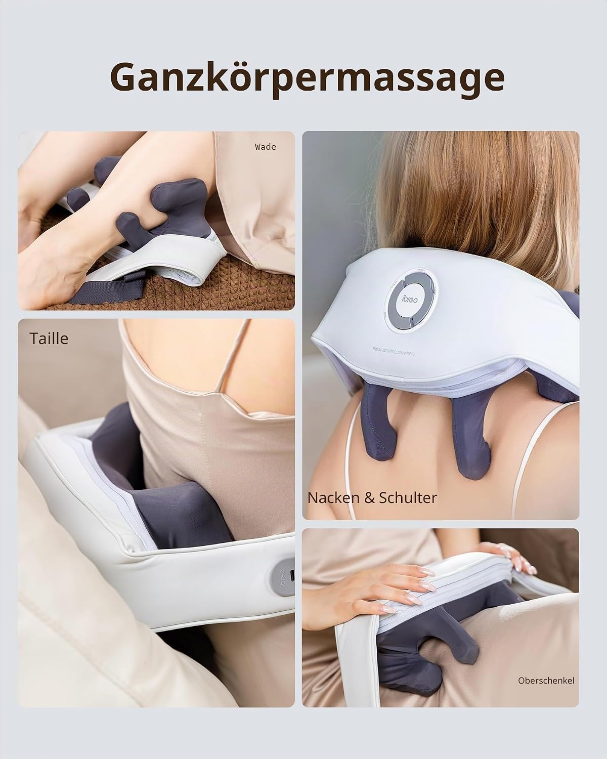 Kabelloses elektrisches Nackenmassagegerät mit Wärme, einstellbarer Abstand | Shiatsu-Massage, 3D-Tiefengewebeknetung, wiederaufladbar und mehrere Modelle zur Schmerzlinderung – Bild 7