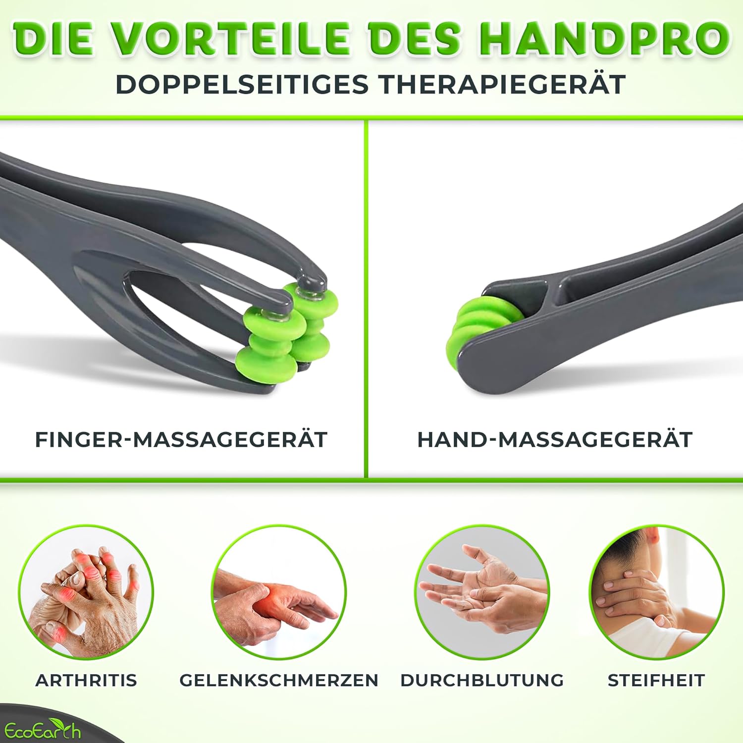 EcoEarth Finger- und Handmassagegerät für Tiefenmassage – Akupressur-Massagerollen für Arthritis, Karpaltunnelsyndrom, Stress und Schmerzlinderung – Bild 3