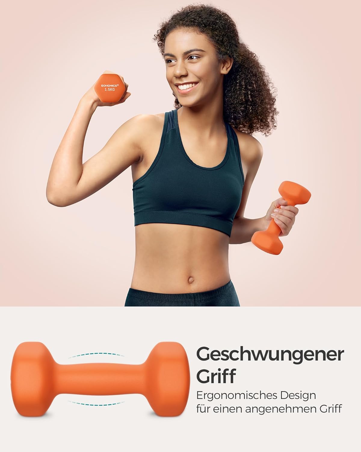 SONGMICS Kurzhanteln 2er-Set, sechseckig, Neopren-Beschichtung, Krafttraining, Workout, Fitness, Training zu Hause – Bild 3