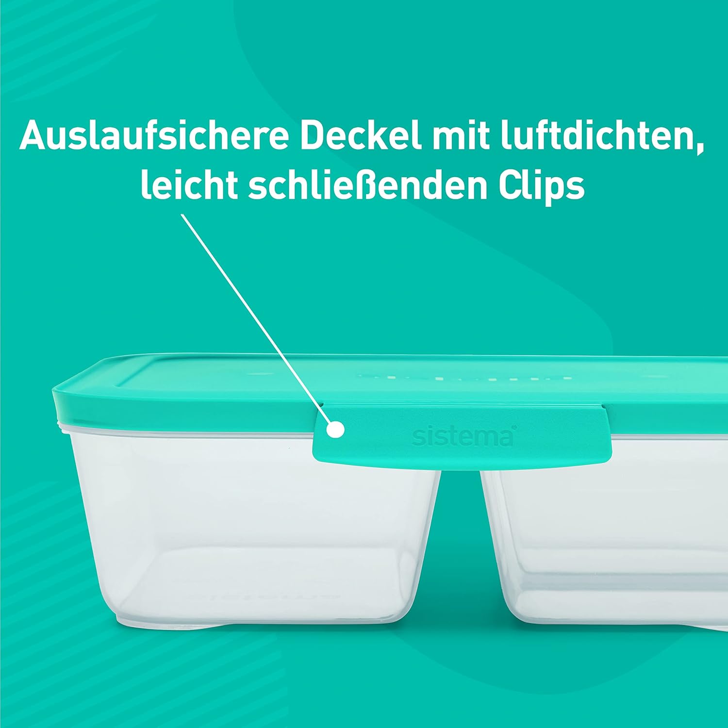 Sistema Nest IT Frischhaltedosen, Meal-Prep-Boxen | 1,9 Liter luftdichte Vorratsgläser mit drei Fächern und Deckel | Grün | 5 Stück – Bild 2