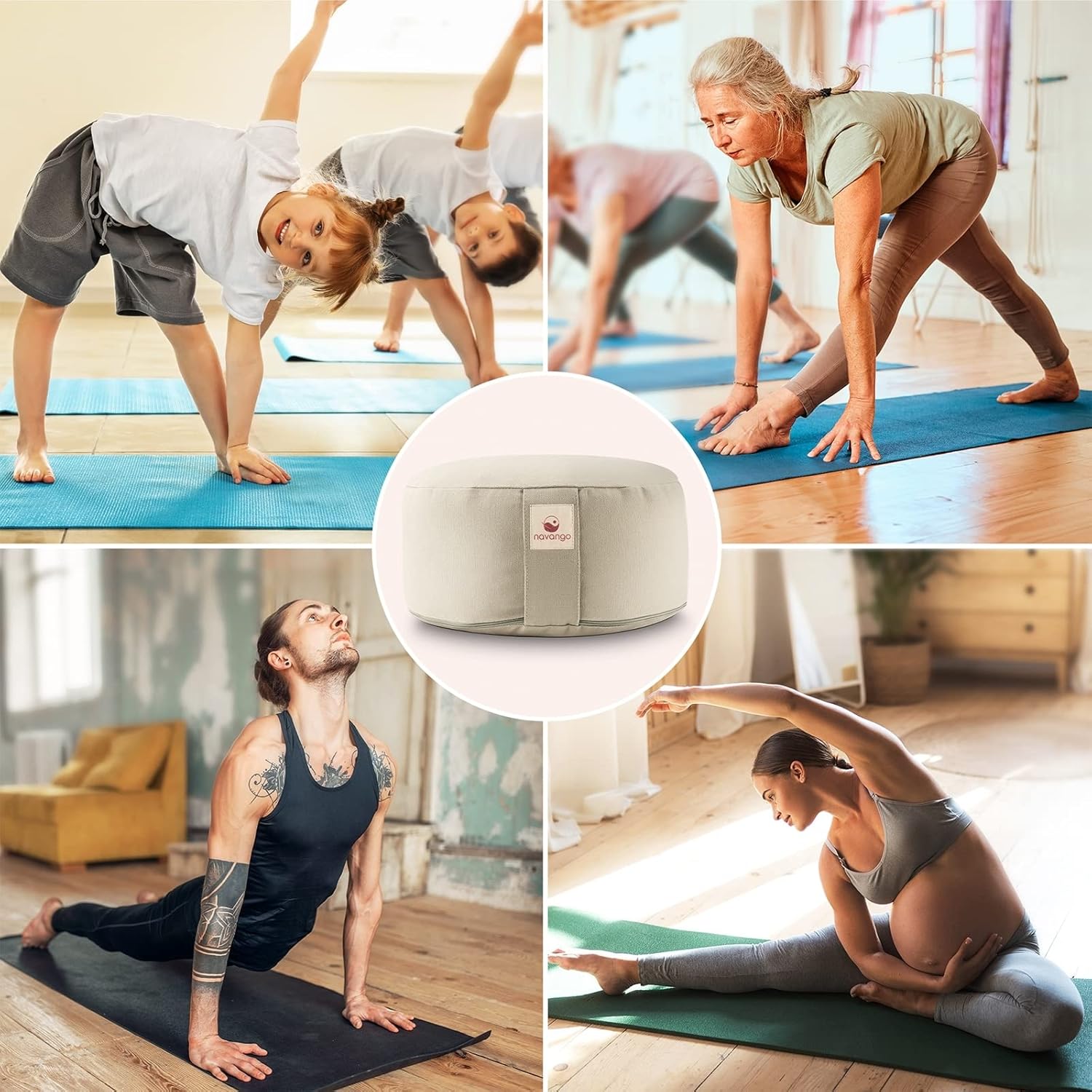 Meditationskissen I Rundes Yogakissen handgefertigt in Deutschland I Sitzhöhe 15 cm I Verdeckter Reißverschluss I 100 % Dinkelspelzfüllung I waschbarer Bezug aus 100 % Baumwolle – Bild 8