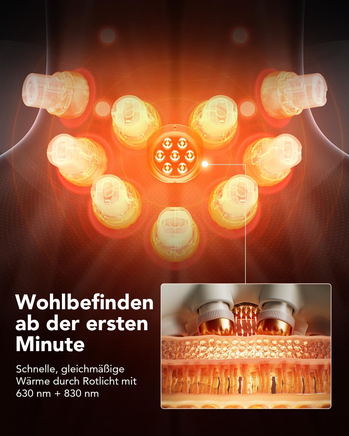 SKG Nackenmassagegerät, faltbares elektrisches Nackenmassagegerät mit Wärme & Vibration, Massageköpfe aus Titan 316L, 11 Programme, kabellos & tragbar, Geschenk für Papa, Männer und Frauen, G7 Pro Fold (Gold) – Bild 3
