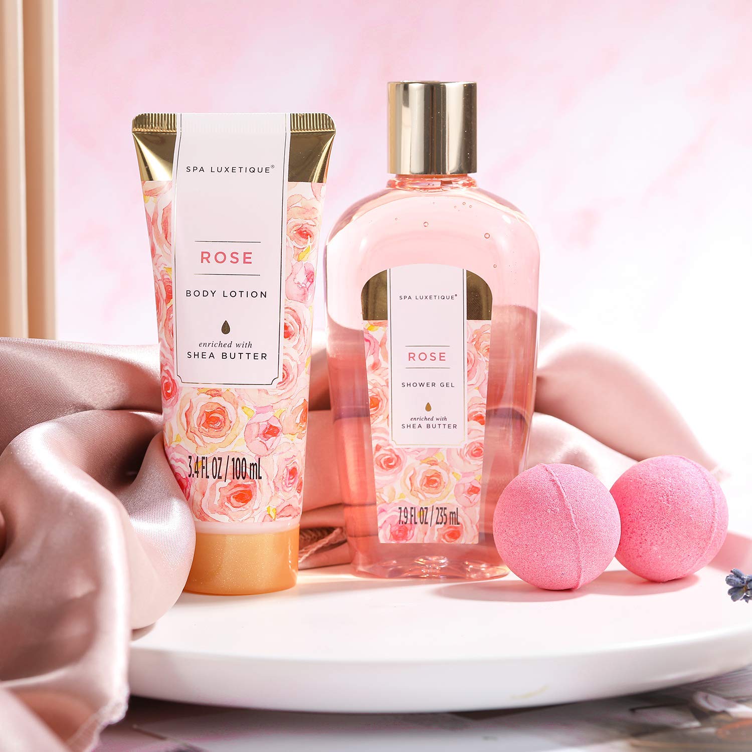 SPA LUXETIQUE Muttertagsgeschenk, Geschenke für Frauen, 8-teiliges Bade-Geschenkset mit Rosenduft, Frauen, Geburtstagsgeschenk, Wellness-Set für Frauen, Beauty-Set mit dekorativer Badewanne, Weihnachtsgeschenke – Bild 6