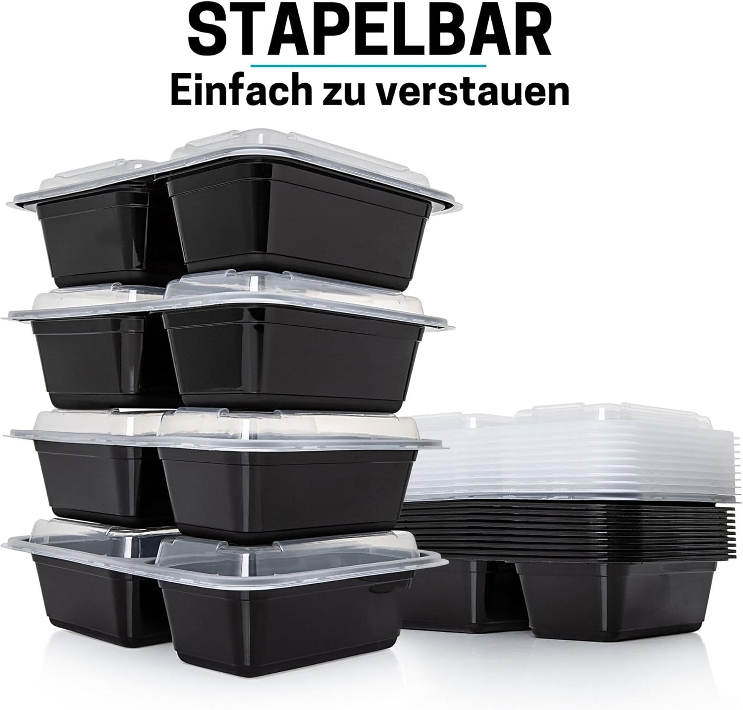 Igluu Meal-Prep-Behälter mit 2 Fächern, Lebensmittelbox, Lunchbox, mikrowellengeeignet, spülmaschinenfest und wiederverwendbar, luftdichter Deckelverschluss, BPA-frei, 10 Stück – Bild 6