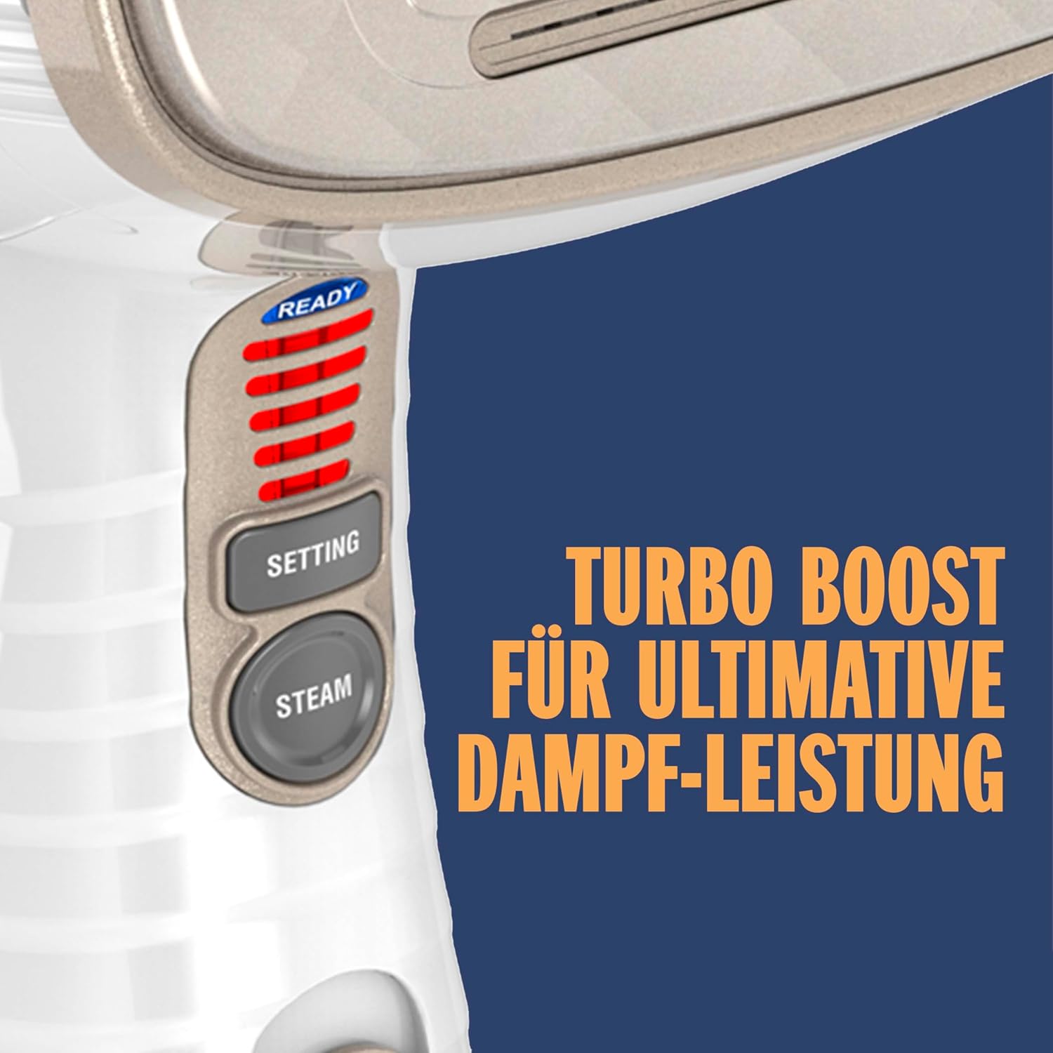 Conair Turbo ExtremeSteam Dampfgarer mit 5 Einstellungen | Dampfleistung 25 g/min | Schnelle Aufheizzeit | 3 Aufsätze für feine und schwere Stoffe + Falten | Weiß/Beige – Bild 12