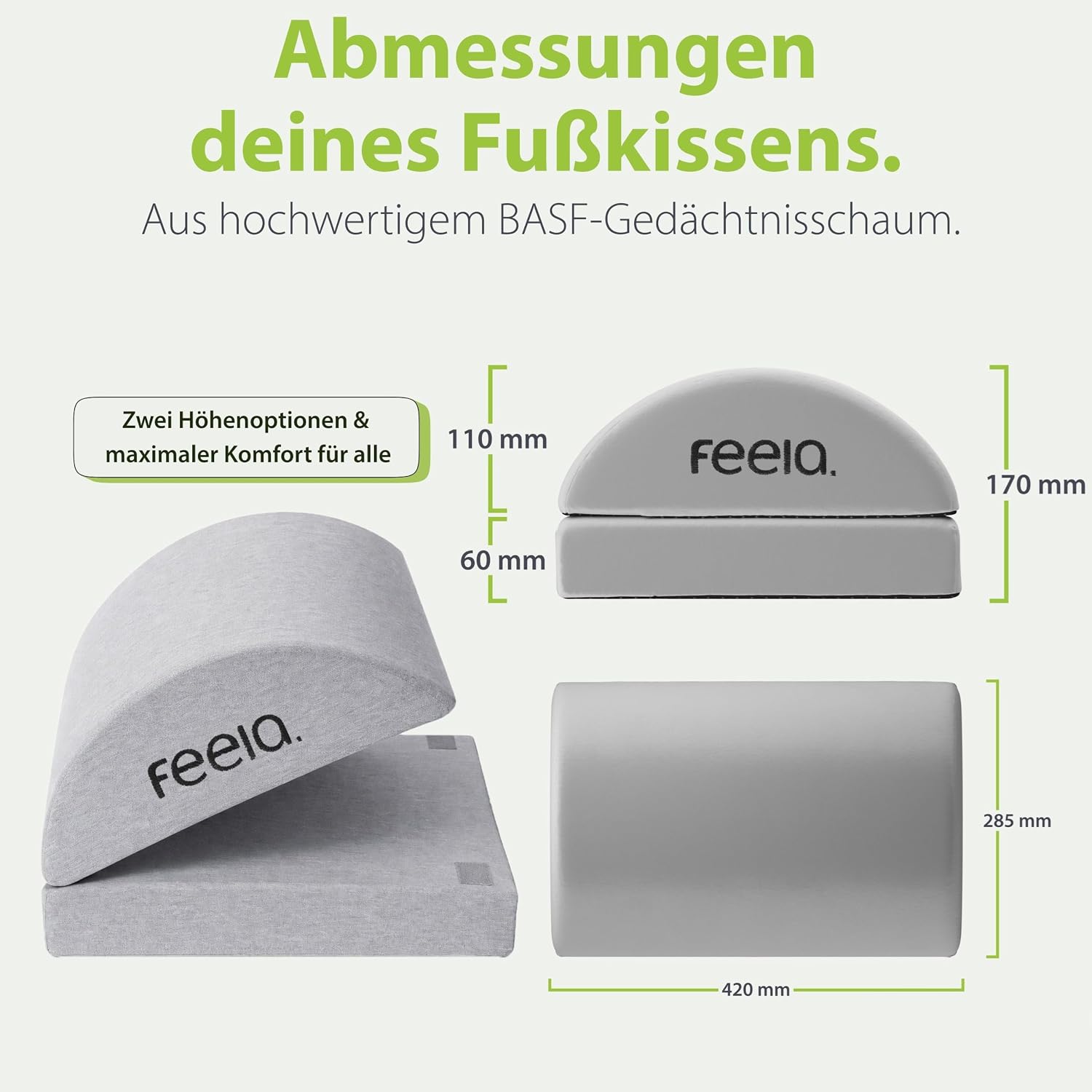 Feela. Fußstützen-Schreibtisch (Vergleichssieger) – Ergonomischer Fußhocker mit Premium-Schaumstoffkern & integriertem Wärmekissen – rutschfest, höhenverstellbar, Schreibtischzubehör (Silber) – Bild 6
