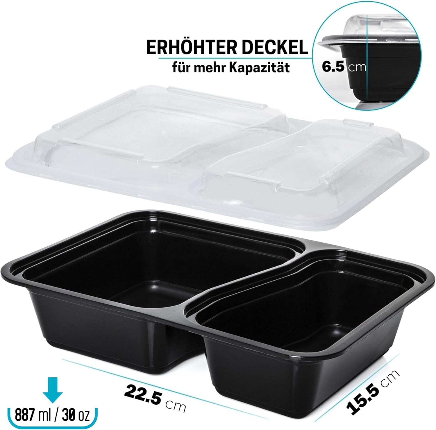 Igluu Meal-Prep-Behälter mit 2 Fächern, Lebensmittelbox, Lunchbox, mikrowellengeeignet, spülmaschinenfest und wiederverwendbar, luftdichter Deckelverschluss, BPA-frei, 10 Stück – Bild 4