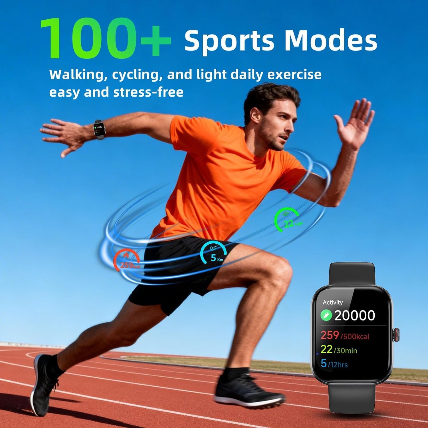 Smartwatch Herren Damen 1,91 Zoll HD Fitnessuhr mit Alexa & Telefonfunktion, 100+ Sportmodi Smartwatch, Herzfrequenzmesser/Schlafmonitor/Schrittzähler Sportuhr, IP68 Wasserdichter Fitness-Tracker für – Bild 6