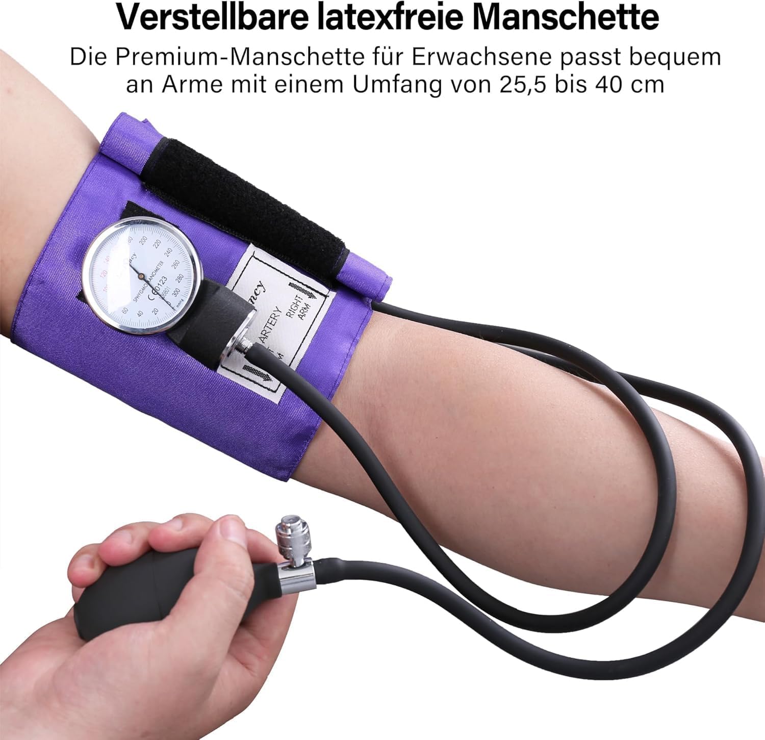 LotFancy Manuelles Blutdruckmessgerät mit Stethoskop, Blutdruckmanschette manuell mit Tragetasche für Notdienst, Arzt, Praxis (ca. 25 cm – 40 cm) – Bild 5