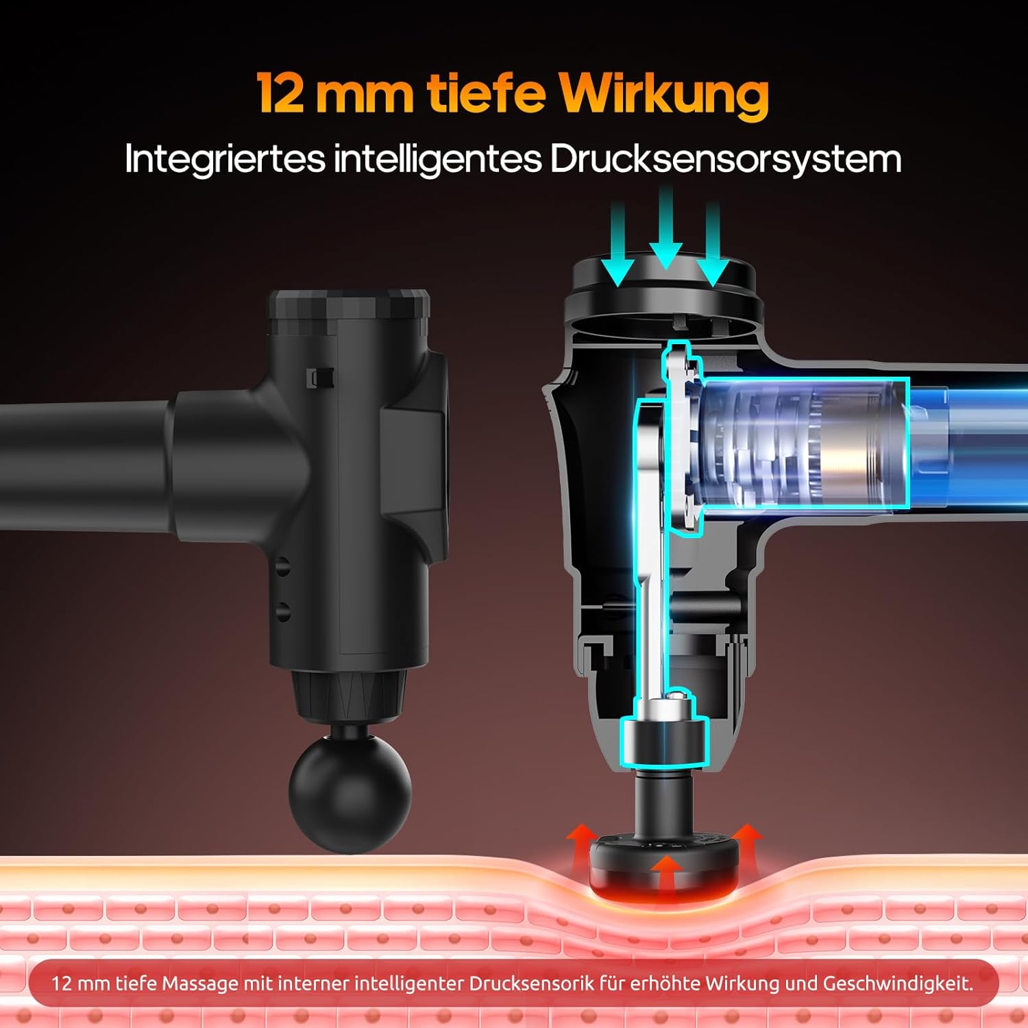 Massagepistole mit Wärmefunktion, AERLANG Muskelmassagepistole, Massagegerät mit LED-Anzeige, Handmassagegerät Geschenke für Männer, Massagepistole mit 20 einstellbaren Stufen und 7 Massageköpfen – Bild 6