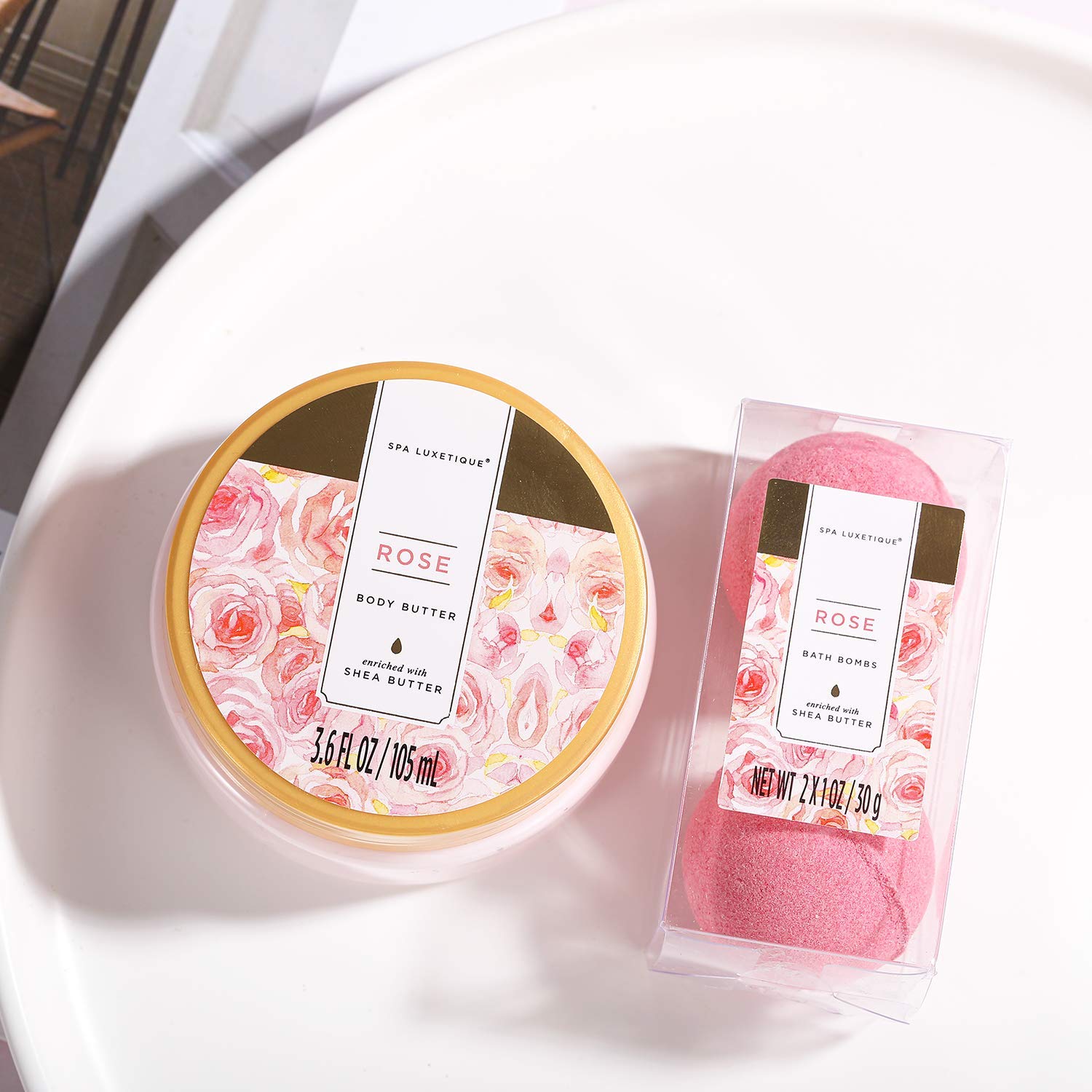 SPA LUXETIQUE Muttertagsgeschenk, Geschenke für Frauen, 8-teiliges Bade-Geschenkset mit Rosenduft, Frauen, Geburtstagsgeschenk, Wellness-Set für Frauen, Beauty-Set mit dekorativer Badewanne, Weihnachtsgeschenke – Bild 5
