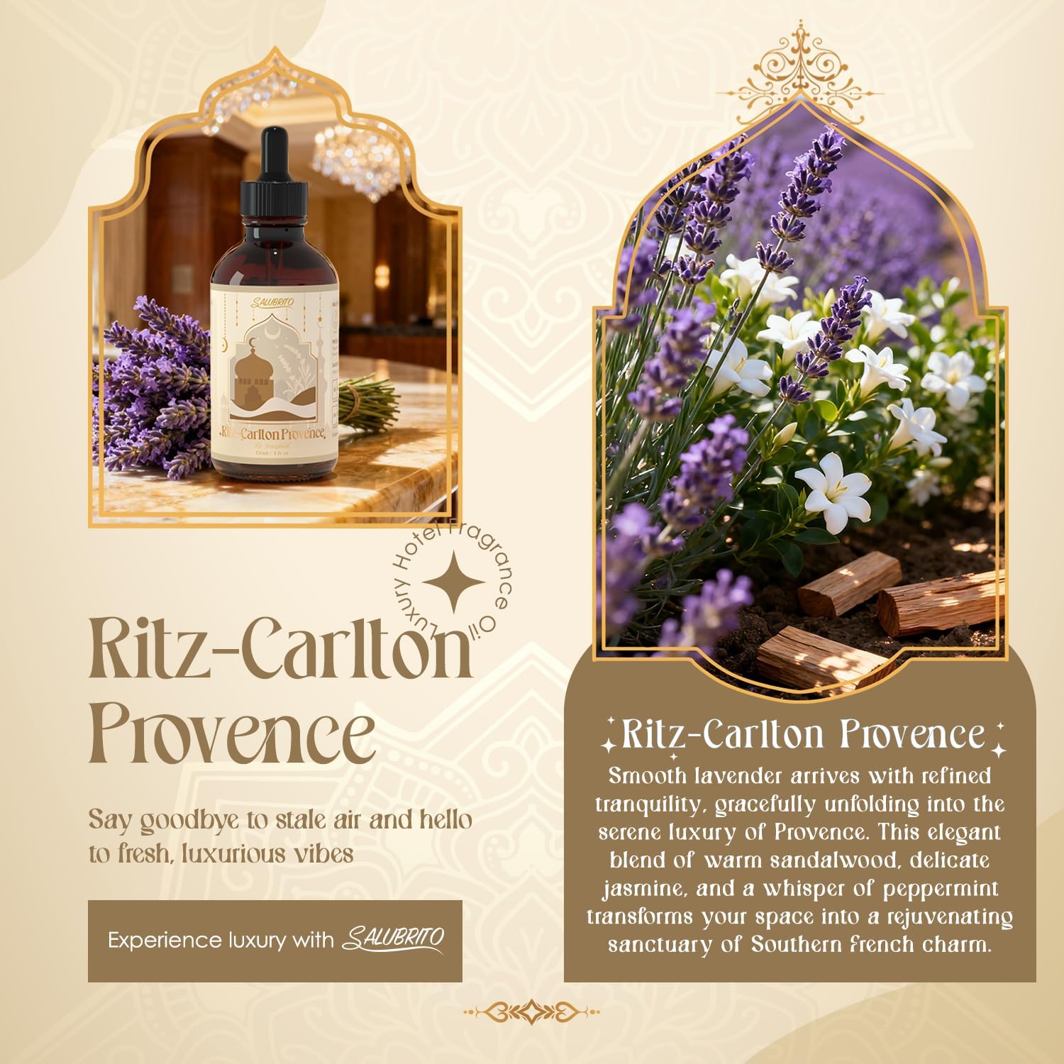 SALUBRITO Ritz Carlton Ätherische Öle 120 ml, Luxus-Hotelduftöl für Diffusor, 5-Sterne-Hotelduft, gemischt mit Lavendel, Jasmin, Sandelholz, Aromatherapie-Duftöle Geschenk für Frauen – Bild 2