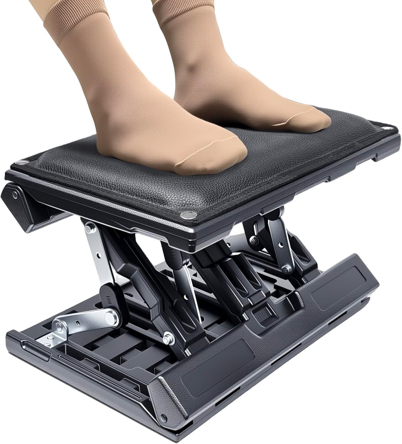 Große Panel-Fußstütze, Schreibtisch, stufenlos verstellbare Fußstütze, Fußhocker mit Massage, ergonomischer Höhenwinkel, verstellbar, für Büro und Zuhause (schwarz)