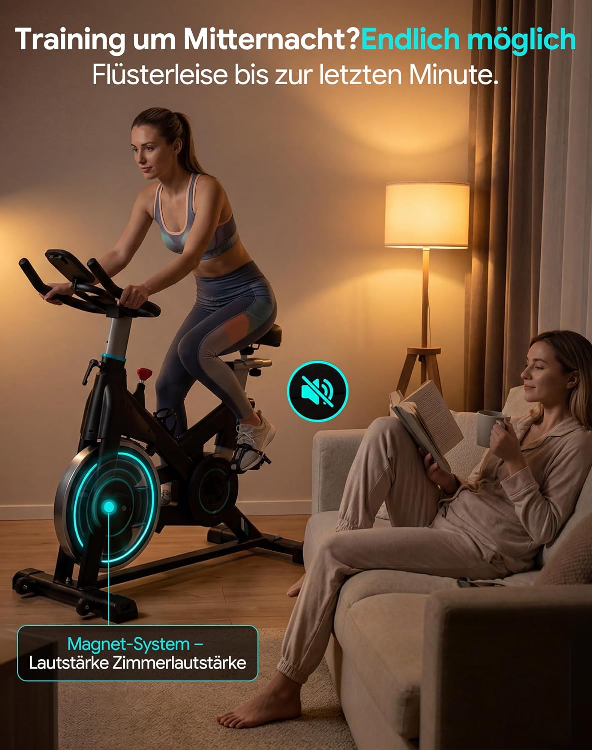 Wenoker Heimtrainer – Flüsterleises Indoor-Spinning-Bike, Ergometer mit magnetischem Widerstand, schweres Schwungrad, LCD-Monitor, stationäres Fahrrad, maximale Belastung 160 kg – Bild 3