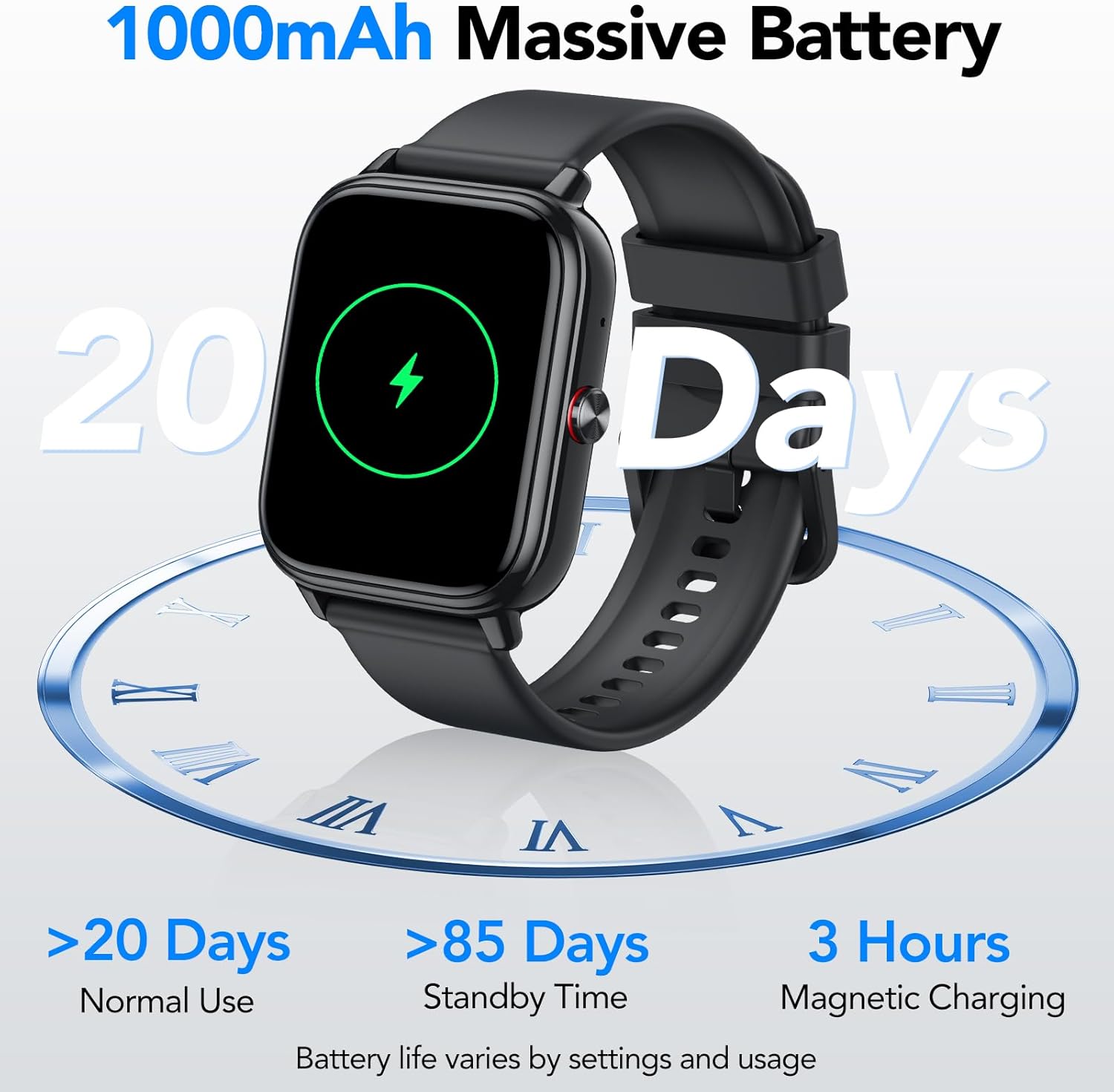 Smartwatch Damen Herren,1.83"HD Touchscreen, 20 Tage Akkulaufzeit, Fitnessuhr mit Pulsuhr Schlafmonito Schrittzähler, Bluetooth Anruffunktion, 112+ Sportmodi, IP68 Wasserdichte Sportuhr für iOS/Android – Bild 2