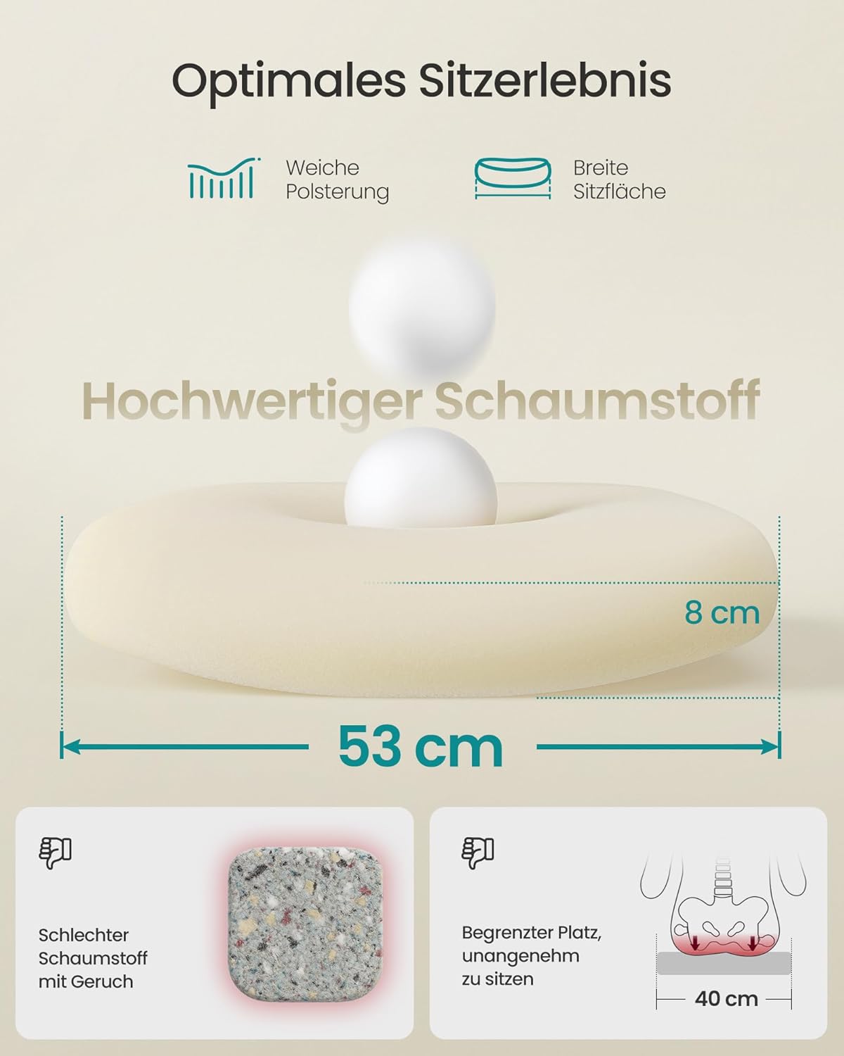 SONGMICS OBN37BK Bürostuhl, Schreibtischstuhl, Netzdrehstuhl, ergonomisch, gepolsterte Lordosenstütze, Wippe, 53 cm Sitzfläche, klappbare Armlehnen, Schwarz – Bild 5