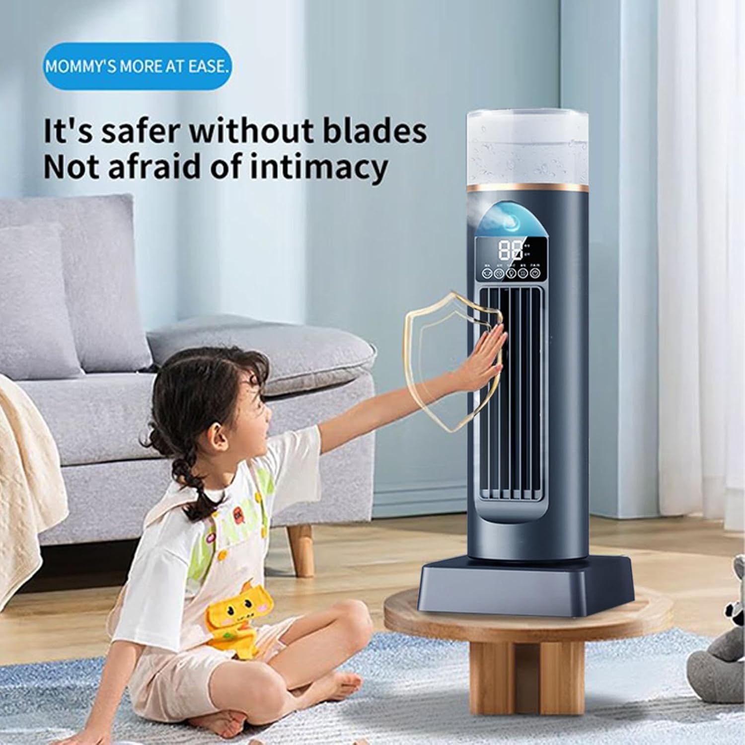 Turmventilator Luftkühler, leise, Luftbefeuchter, 230 ml, 2,5 Stunden, Verdunstungs-Air Cooler, Fernbedienung zum Einstellen der Lüftergeschwindigkeit, und Timer, automatisch – Bild 7