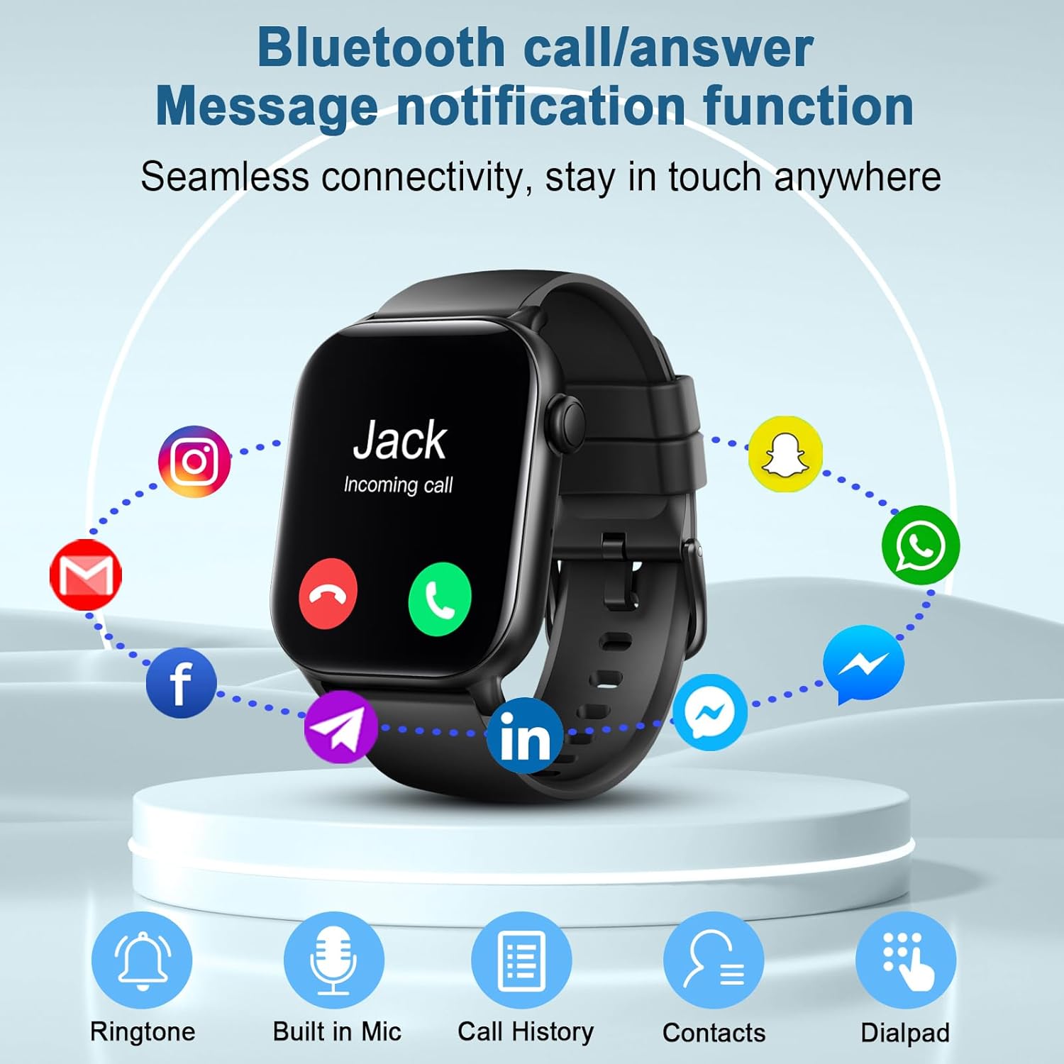 Smartwatch Herren Damen 1,96 Zoll HD Fitnessuhr mit Telefonfunktion Smart Watch mit SpO2 Herzfrequenzmesser Schlafmonitor Schrittzähler Uhr 110+ Sportmodi Fitness Tracker IP68 Wasserdicht Sport – Bild 3