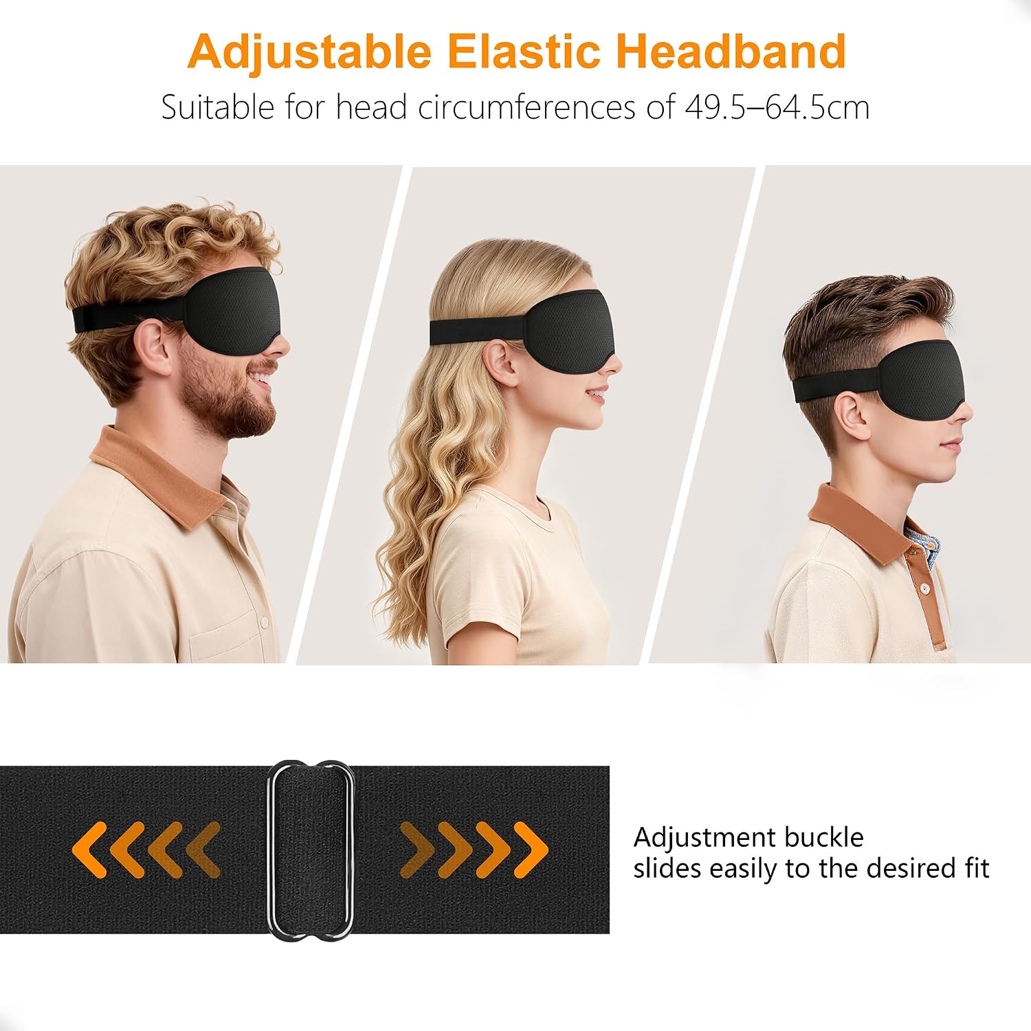 Gritin Schlafmaske für Seitenschläfer, Männer und Frauen, bequem, verbesserte 3D-Schlafmaske mit verstellbarem Gummiband, atmungsaktive Lichtblockierung, ergonomische Augenmaske für Nickerchen, Flugzeuge usw. – Bild 8