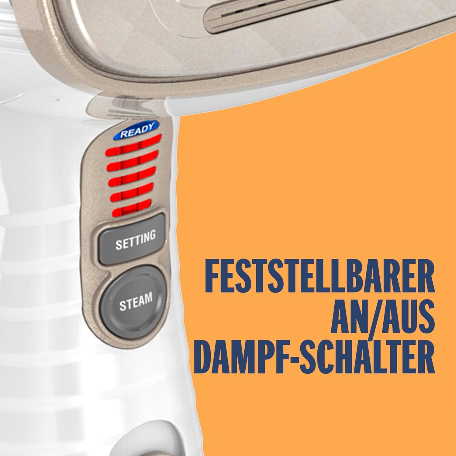 Conair Turbo ExtremeSteam Dampfgarer mit 5 Einstellungen | Dampfleistung 25 g/min | Schnelle Aufheizzeit | 3 Aufsätze für feine und schwere Stoffe + Falten | Weiß/Beige – Bild 7
