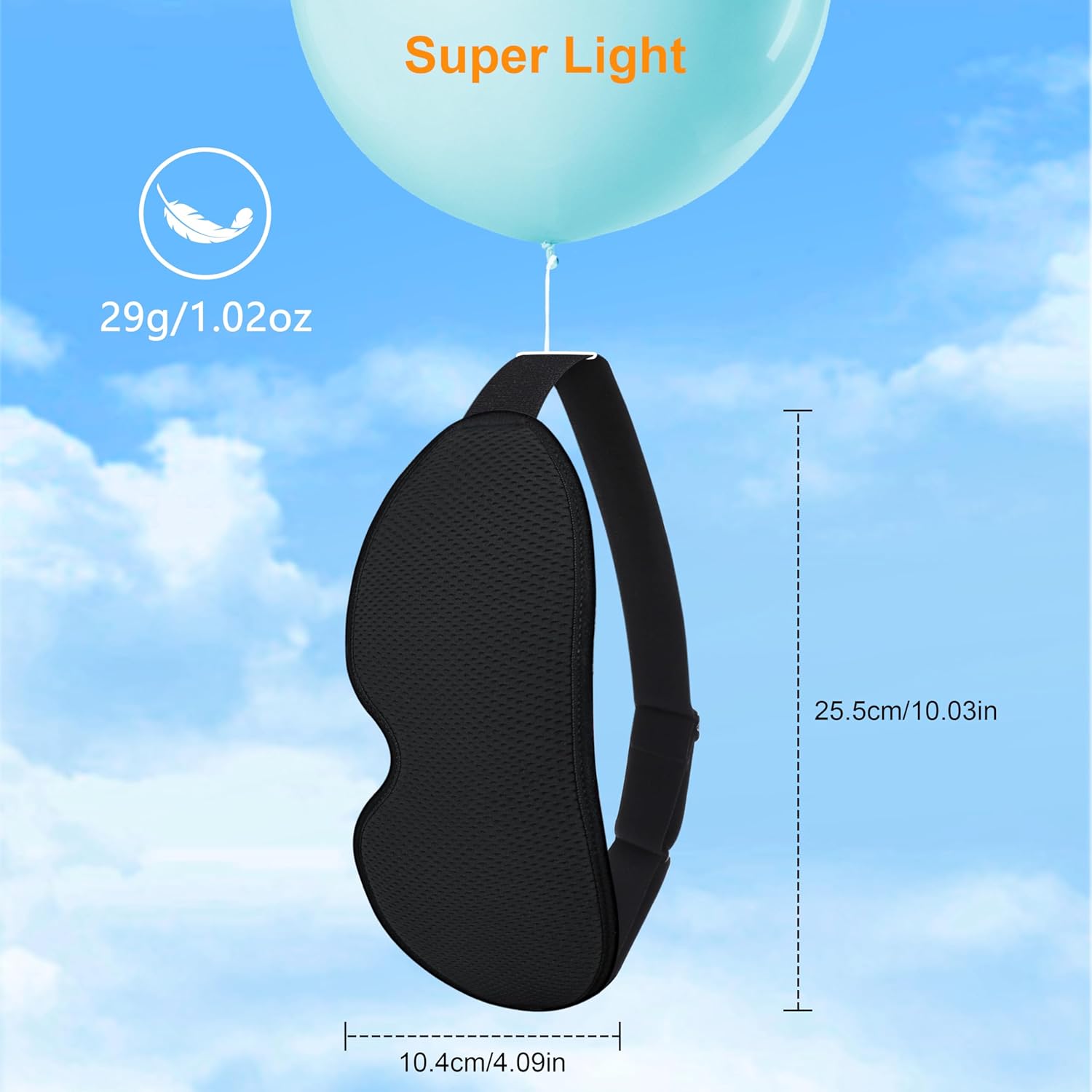 Gritin Schlafmaske für Seitenschläfer, Männer und Frauen, bequem, verbesserte 3D-Schlafmaske mit verstellbarem Gummiband, atmungsaktive Lichtblockierung, ergonomische Augenmaske für Nickerchen, Flugzeuge usw. – Bild 7