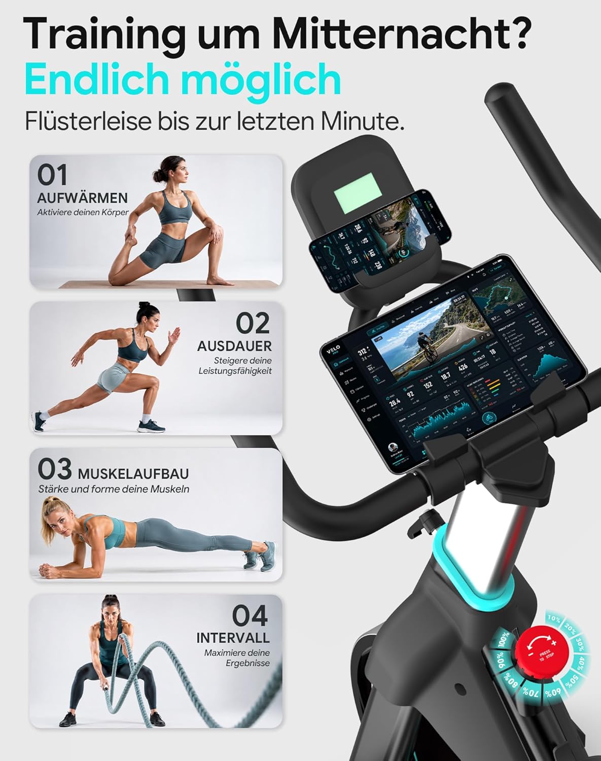 Wenoker Heimtrainer – Flüsterleises Indoor-Spinning-Bike, Ergometer mit magnetischem Widerstand, schweres Schwungrad, LCD-Monitor, stationäres Fahrrad, maximale Belastung 160 kg – Bild 7