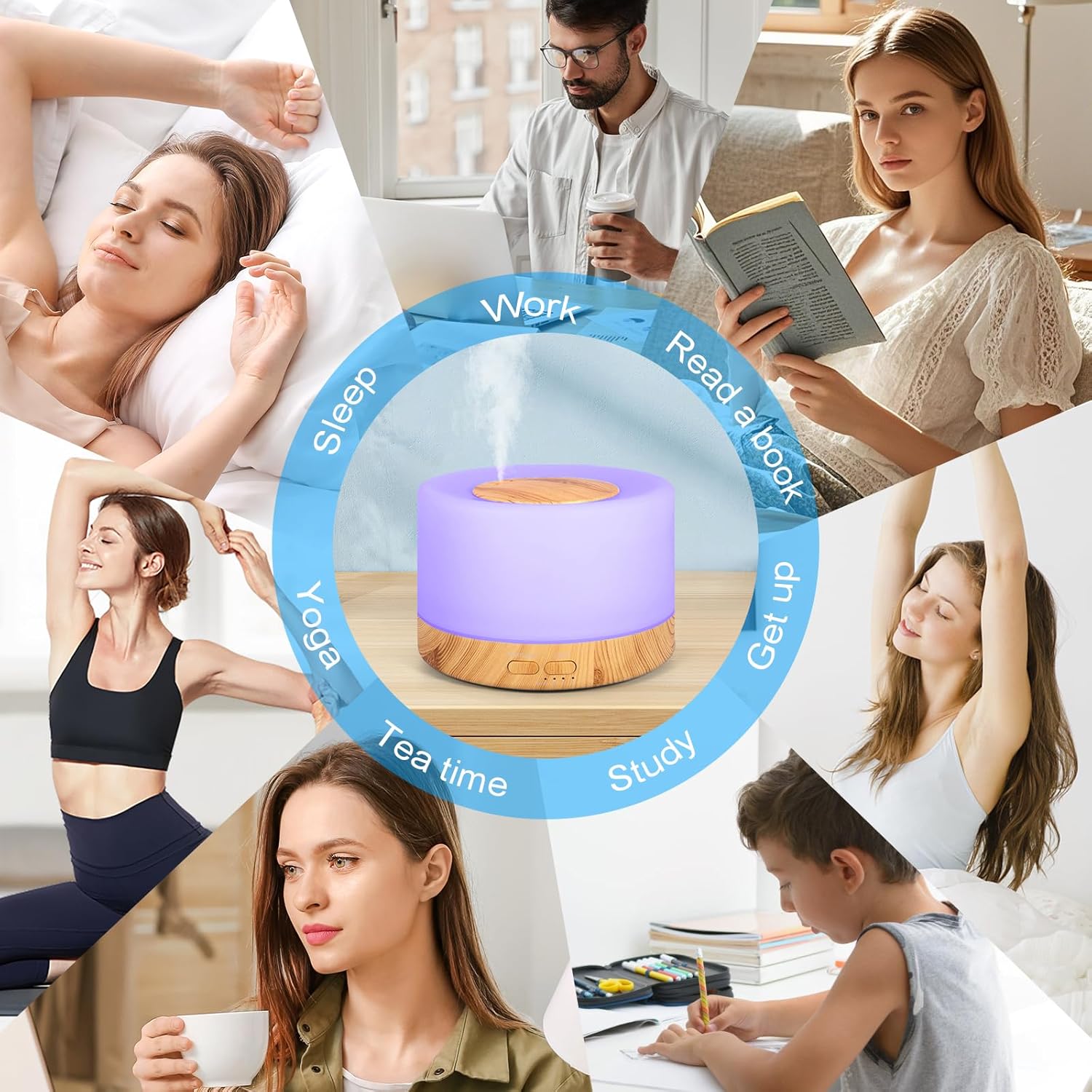 500 ml Aromatherapie-Diffusor, Premium-Aroma-Diffusor-Set für ätherische Öle, Diffusor-Luftbefeuchter mit 7 Farben für Schlafzimmer, Büro, Spa – Bild 7