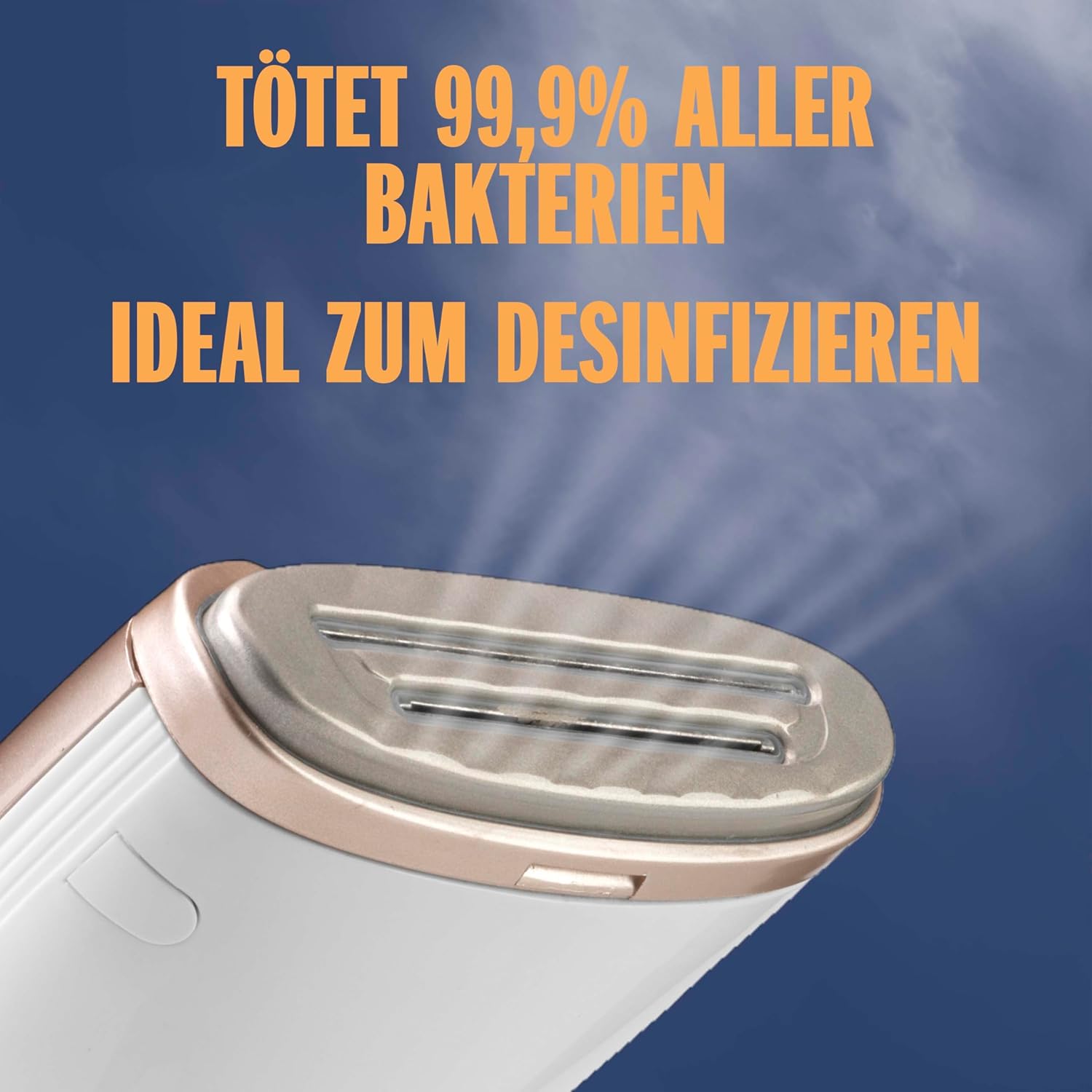 Conair Turbo ExtremeSteam Dampfgarer mit 5 Einstellungen | Dampfleistung 25 g/min | Schnelle Aufheizzeit | 3 Aufsätze für feine und schwere Stoffe + Falten | Weiß/Beige – Bild 8