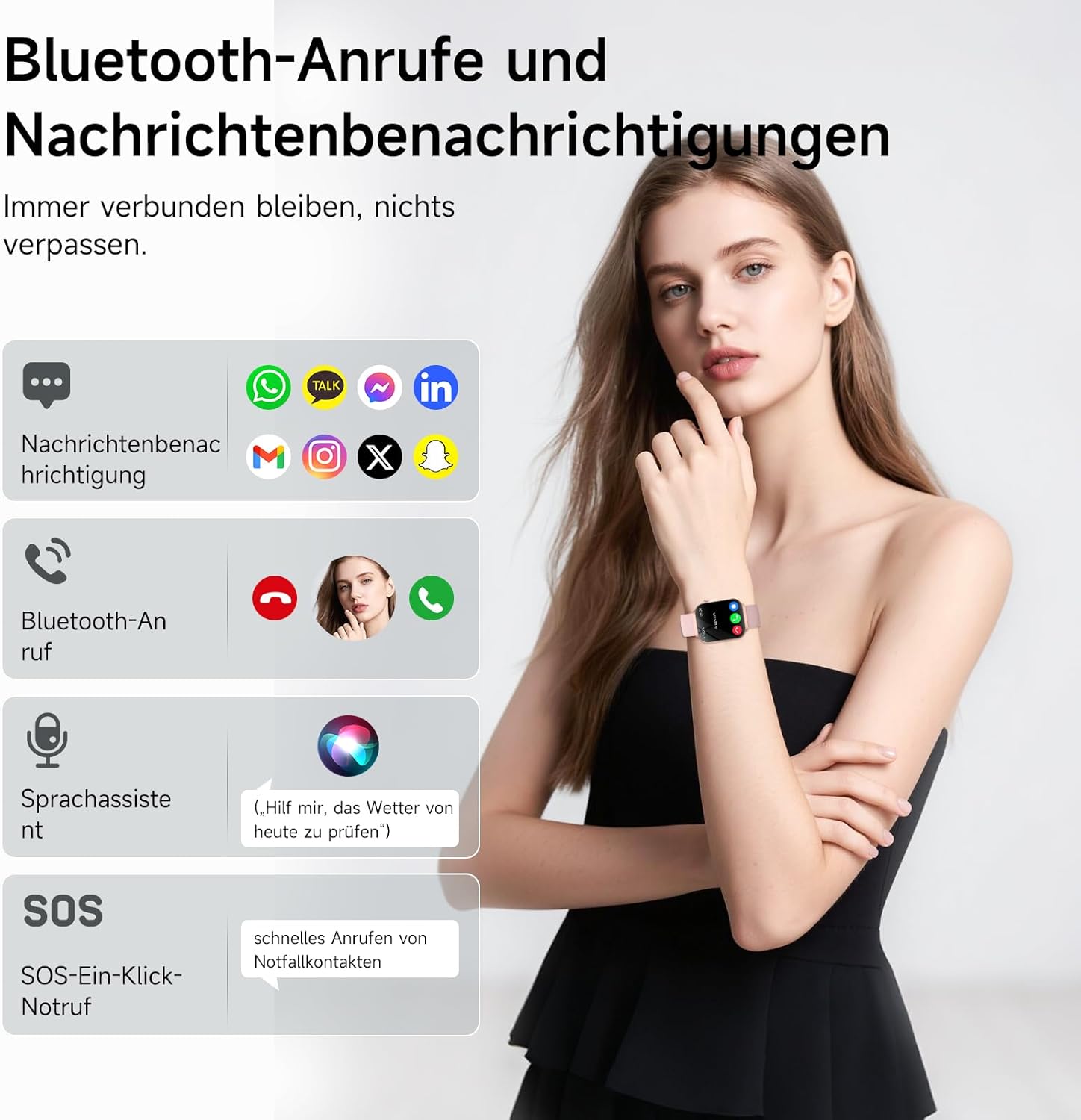 2026 Damen-Smartwatch mit EKG + HRV/BMI/Mikro-Gesundheitscheck, 2,2-Zoll-Upgrade-Gesundheitsuhr mit 3D-gebogenem Display und 24-Stunden-Herzfrequenz-Schlafmonitor für Android/iOS – Bild 5
