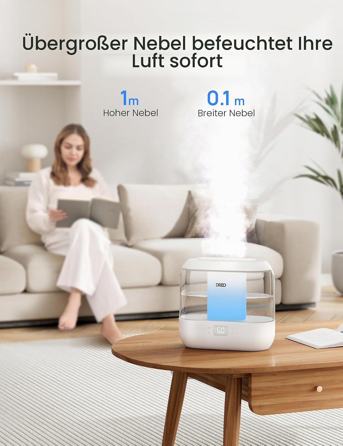 DREO Smart-Luftbefeuchter für Schlafzimmer, von oben befüllbarer 4-Liter-Siuper-Large Cooler Mist-Luftbefeuchter mit Öldiffusor und Nachtlicht, 36 Stunden Laufzeit, leiser Ultraschall-Luftbefeuchter für zu Hause – Bild 4