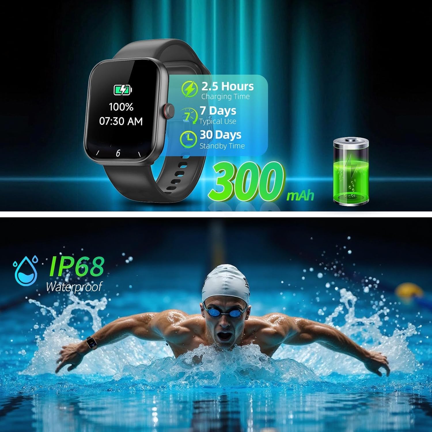 Smartwatch Herren Damen 1,91 Zoll HD Fitnessuhr mit Alexa & Telefonfunktion, 100+ Sportmodi Smartwatch, Herzfrequenzmesser/Schlafmonitor/Schrittzähler Sportuhr, IP68 Wasserdichter Fitness-Tracker für – Bild 7