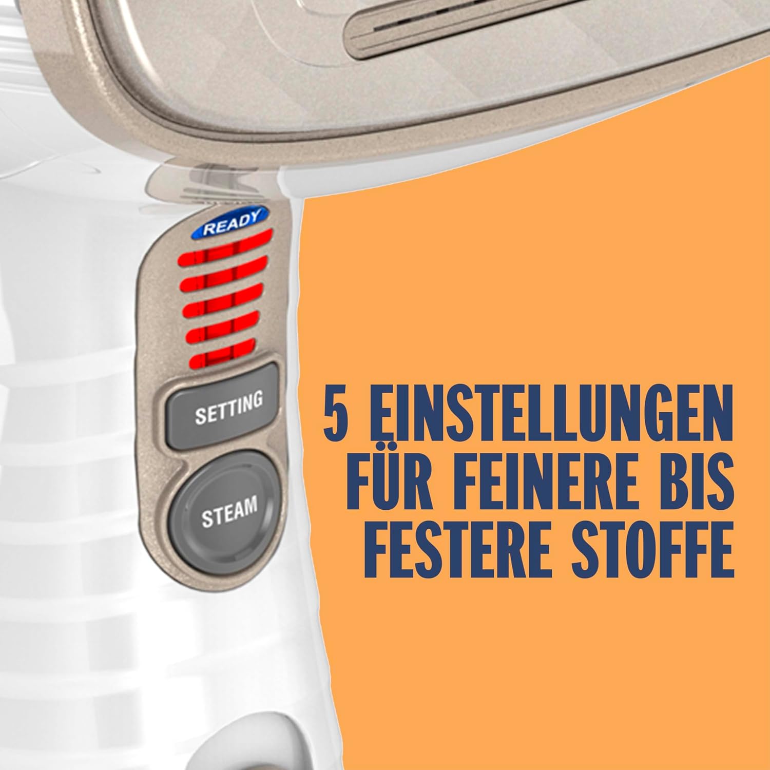 Conair Turbo ExtremeSteam Dampfgarer mit 5 Einstellungen | Dampfleistung 25 g/min | Schnelle Aufheizzeit | 3 Aufsätze für feine und schwere Stoffe + Falten | Weiß/Beige – Bild 10