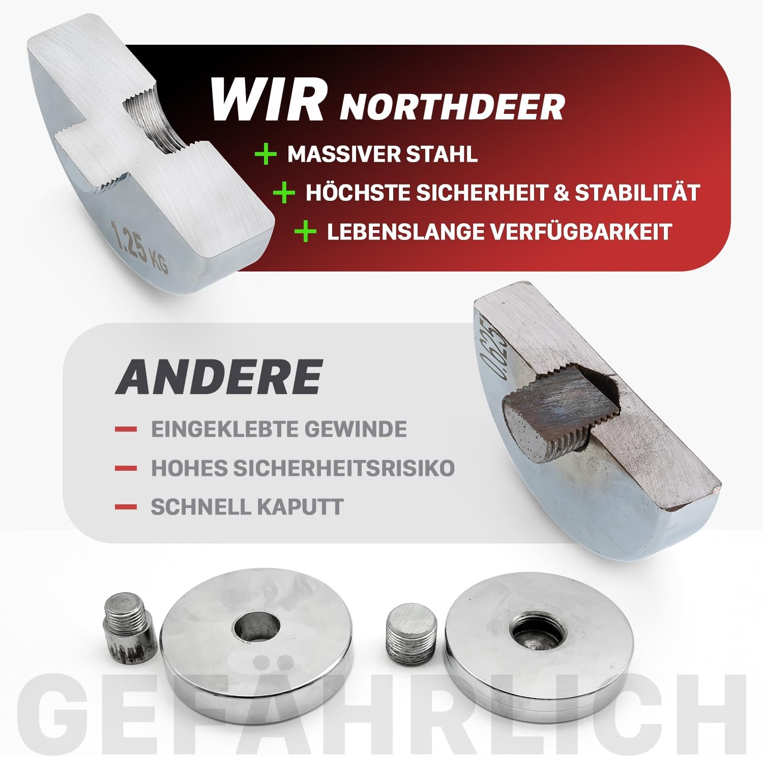 Northdeer Stahlhanteln, ultrakompakt, verstellbare Hanteln, 2,5 kg, 5 kg, 7,5 kg, 10 kg, 15 kg, 25 kg, mit Schaumstoffgriff, innovative Stahlhantel für den Heimgebrauch – Bild 2