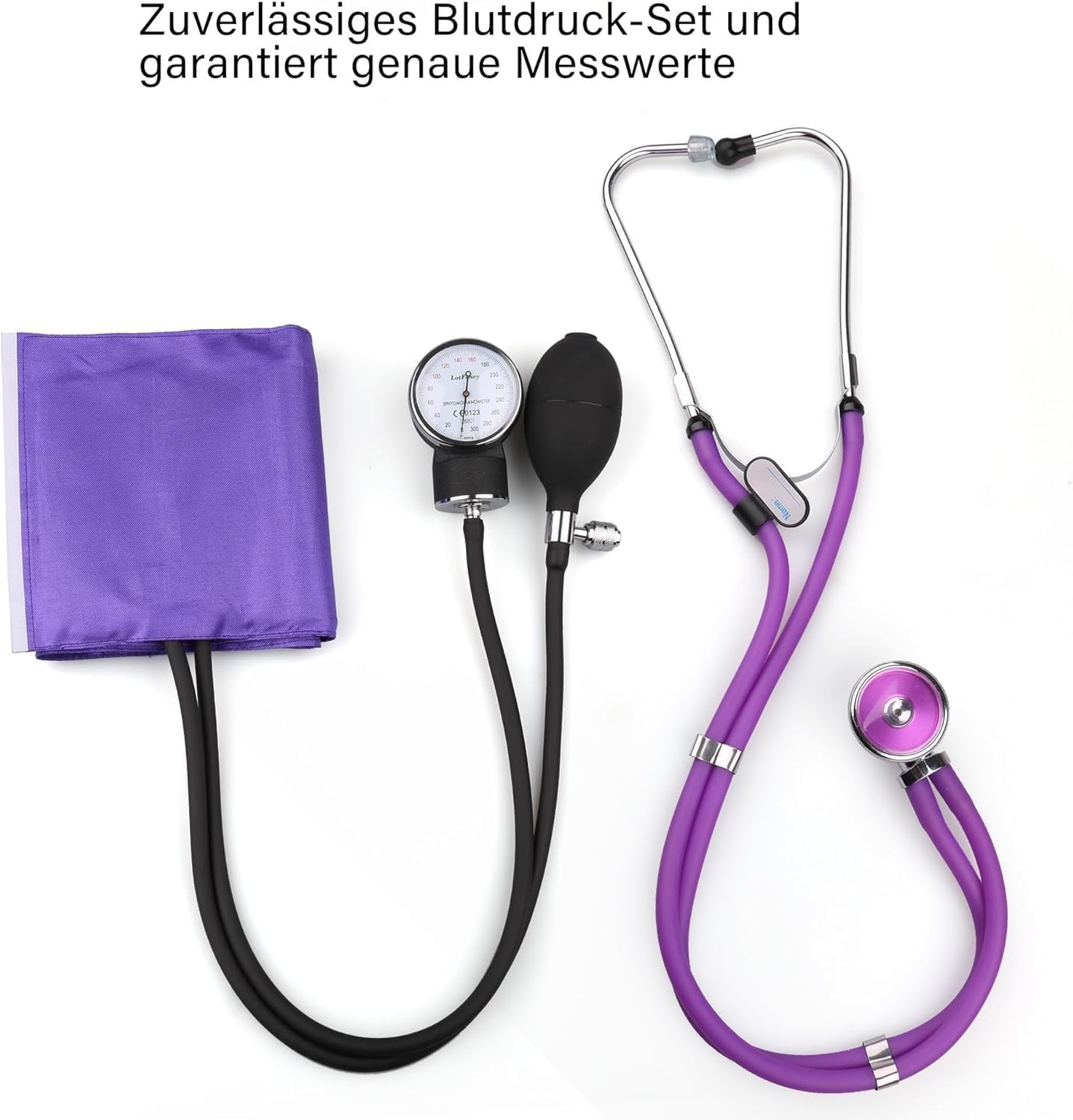 LotFancy Manuelles Blutdruckmessgerät mit Stethoskop, Blutdruckmanschette manuell mit Tragetasche für Notdienst, Arzt, Praxis (ca. 25 cm – 40 cm) – Bild 2