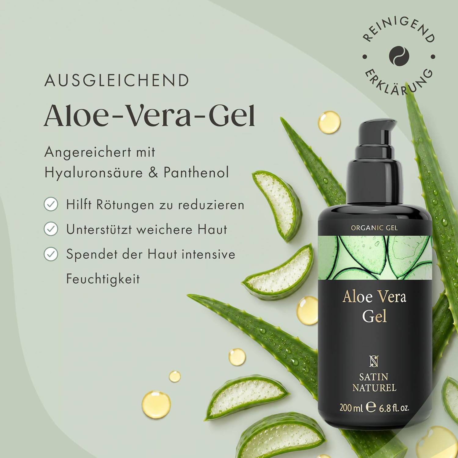 ÖKO-Testauszeichnung sehr gut - Bio-Aloe-Vera-Gel mit Jasmin-Duft 200 ml / Sonnenschutz-Glasflasche / mit Hyaluronsäure, Bio-Spirulina & Panthenol / After Sun / vegane Naturkosmetik hergestellt in Deutschland – Bild 2