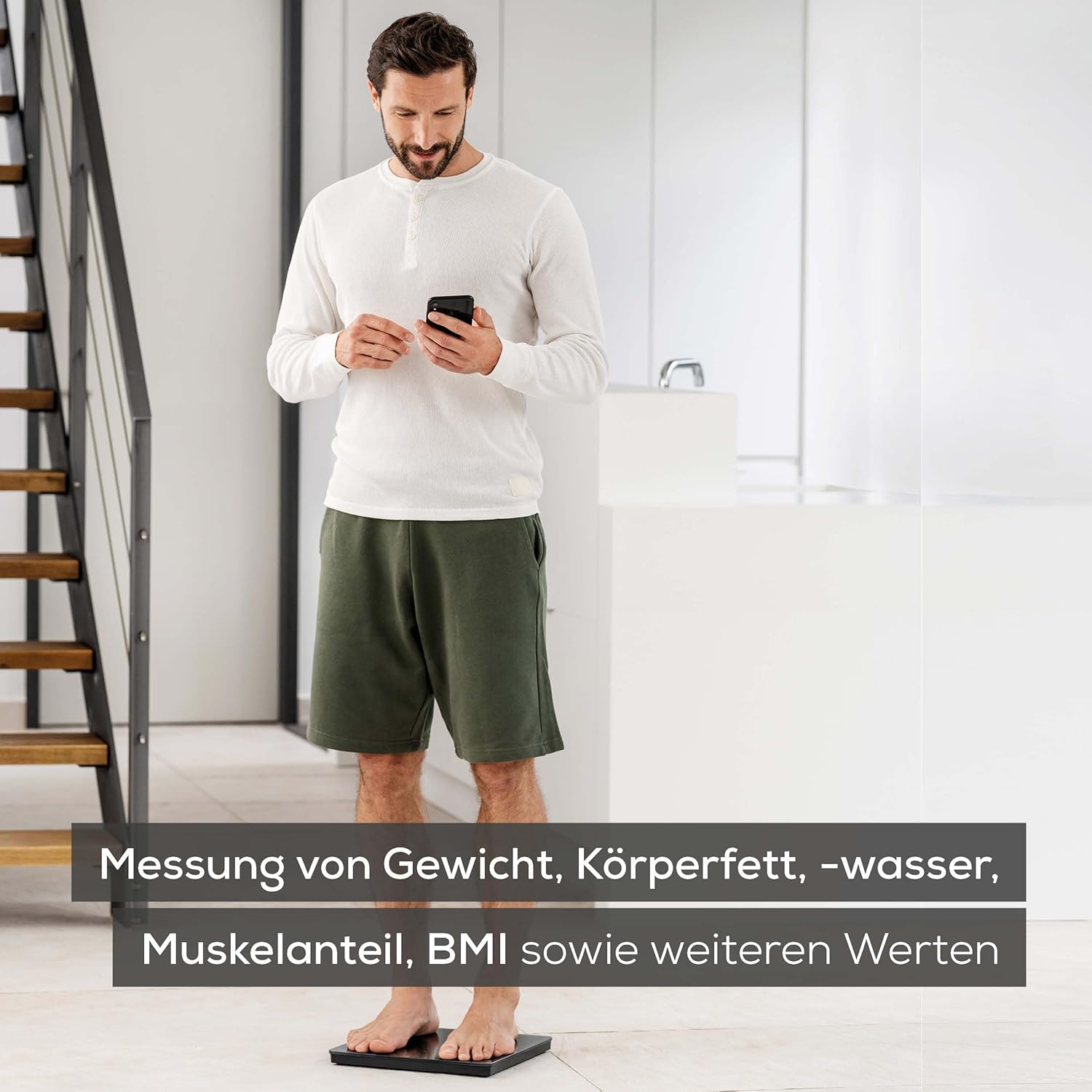 Beurer BF 500 Diagnosewaage mit Bluetooth, digitale Körperwaage mit App, Ermittlung und Analyse von Körperwerten, Messung von Körperfett- und Muskelanteil, extragroßes Display – Bild 2