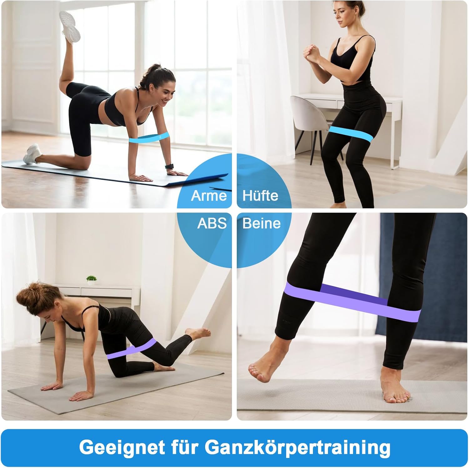 SURFOU Fitnessbänder Set mit 5 verschiedenen Stärken, hautfreundlich, Terrabänder für Krafttraining, mit Tragebeutel, Widerstandsbänder für Muskelaufbau, Pilates, Yoga und Reha-Training – Bild 3