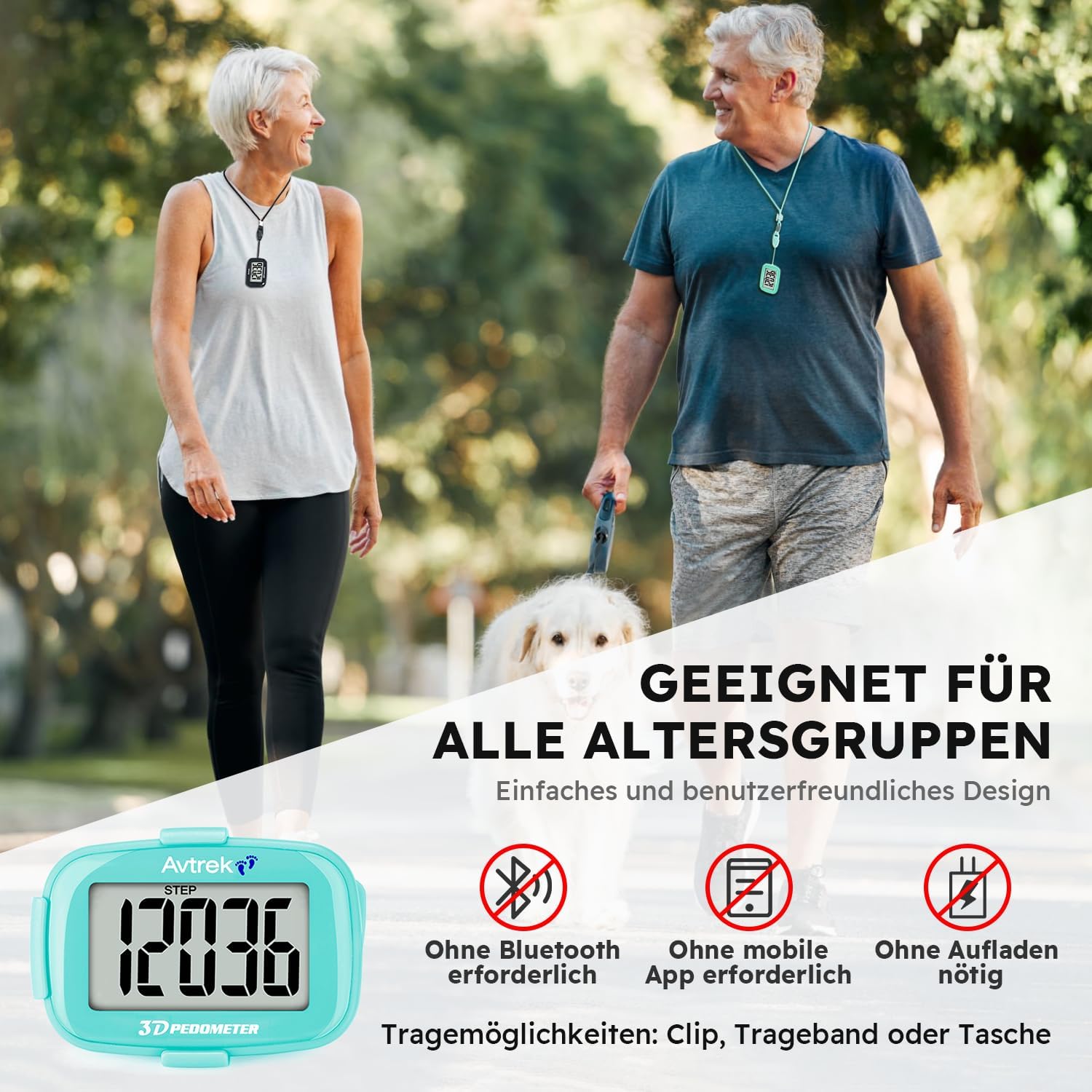 AVTREK Präziser 3D-Schrittzähler, Mini-Schrittzähler zum Gehen oder Laufen im Freien, Wanderaktivitäten – Bild 6