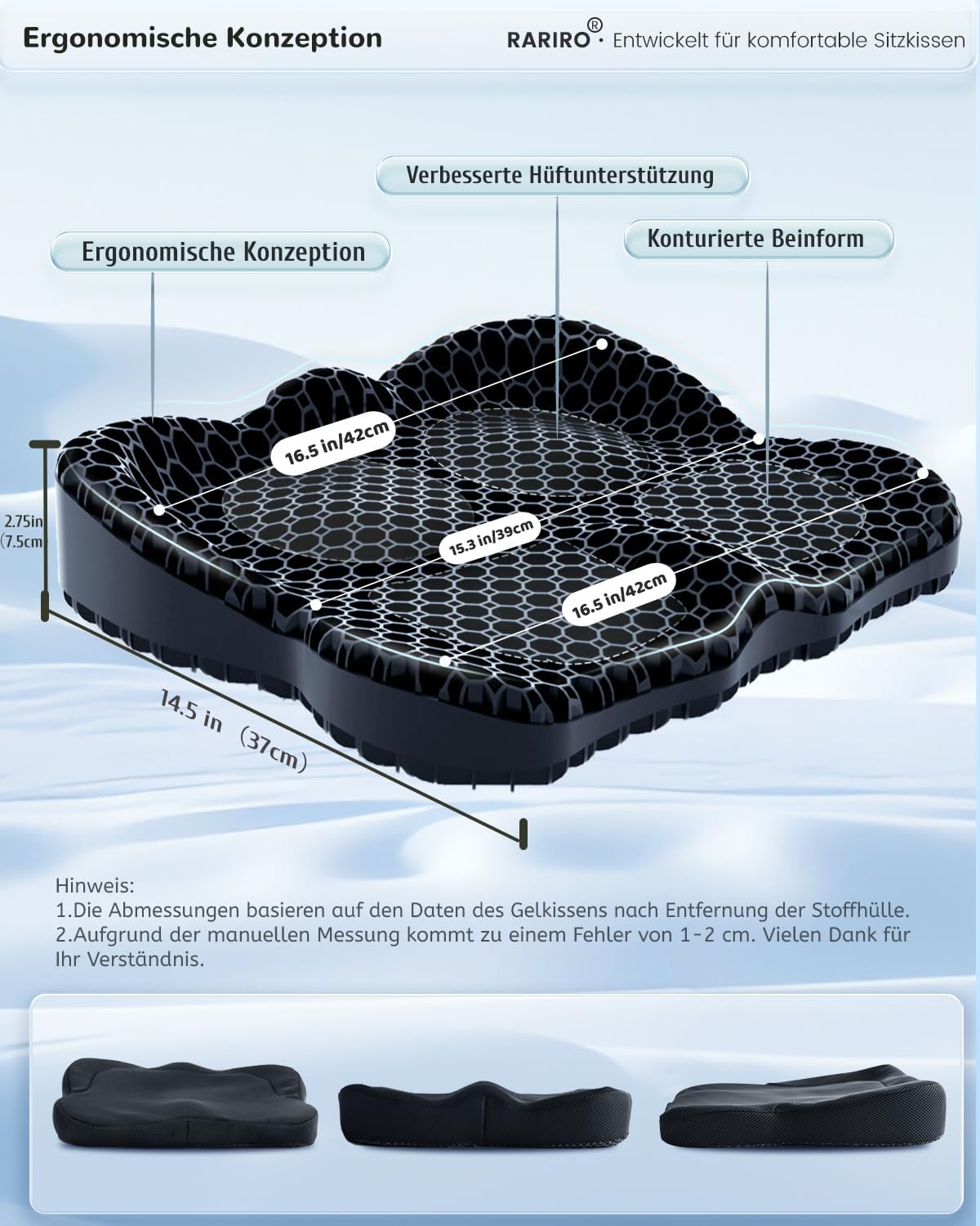 Gelkissen Sitzkissen Wabenstruktur Ergonomischer Bürostuhl Schreibtischstuhl Rollstuhl Autostuhl Softsitter Gel Sitzkissen Sitzerhöhung Stuhl – Bild 4