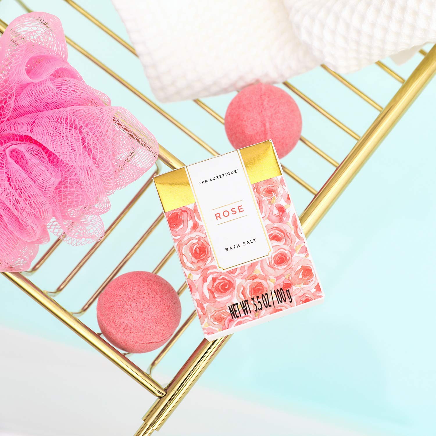 SPA LUXETIQUE Muttertagsgeschenk, Geschenke für Frauen, 8-teiliges Bade-Geschenkset mit Rosenduft, Frauen, Geburtstagsgeschenk, Wellness-Set für Frauen, Beauty-Set mit dekorativer Badewanne, Weihnachtsgeschenke – Bild 4