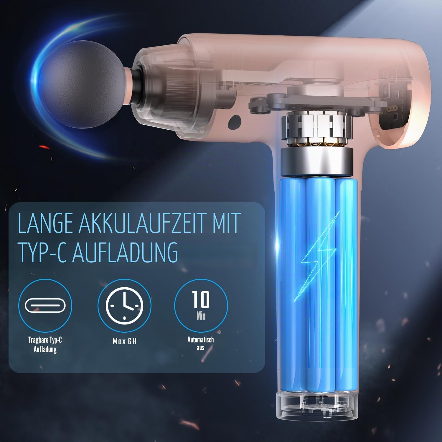 Massagepistole, Muskel-Percussion-Massagegerät, Massagepistole mit LED-Touchscreen, 20 Geschwindigkeiten, 9 Massageköpfe, Tragetasche, leise elektrische Massagepistole, Geschenk für Männer und Frauen – Bild 3