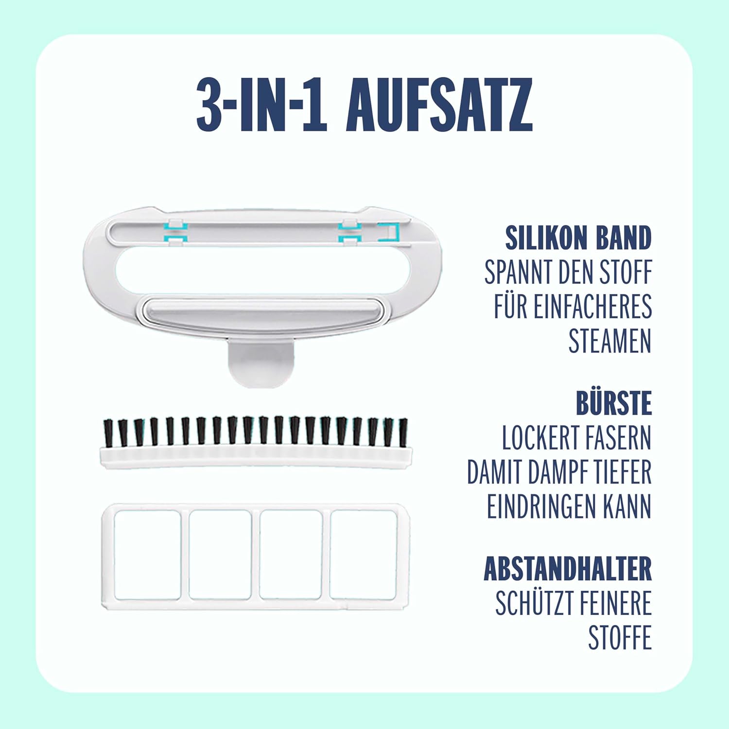 Conair Turbo ExtremeSteam Dampfgarer mit 5 Einstellungen | Dampfleistung 25 g/min | Schnelle Aufheizzeit | 3 Aufsätze für feine und schwere Stoffe + Falten | Weiß/Beige – Bild 5