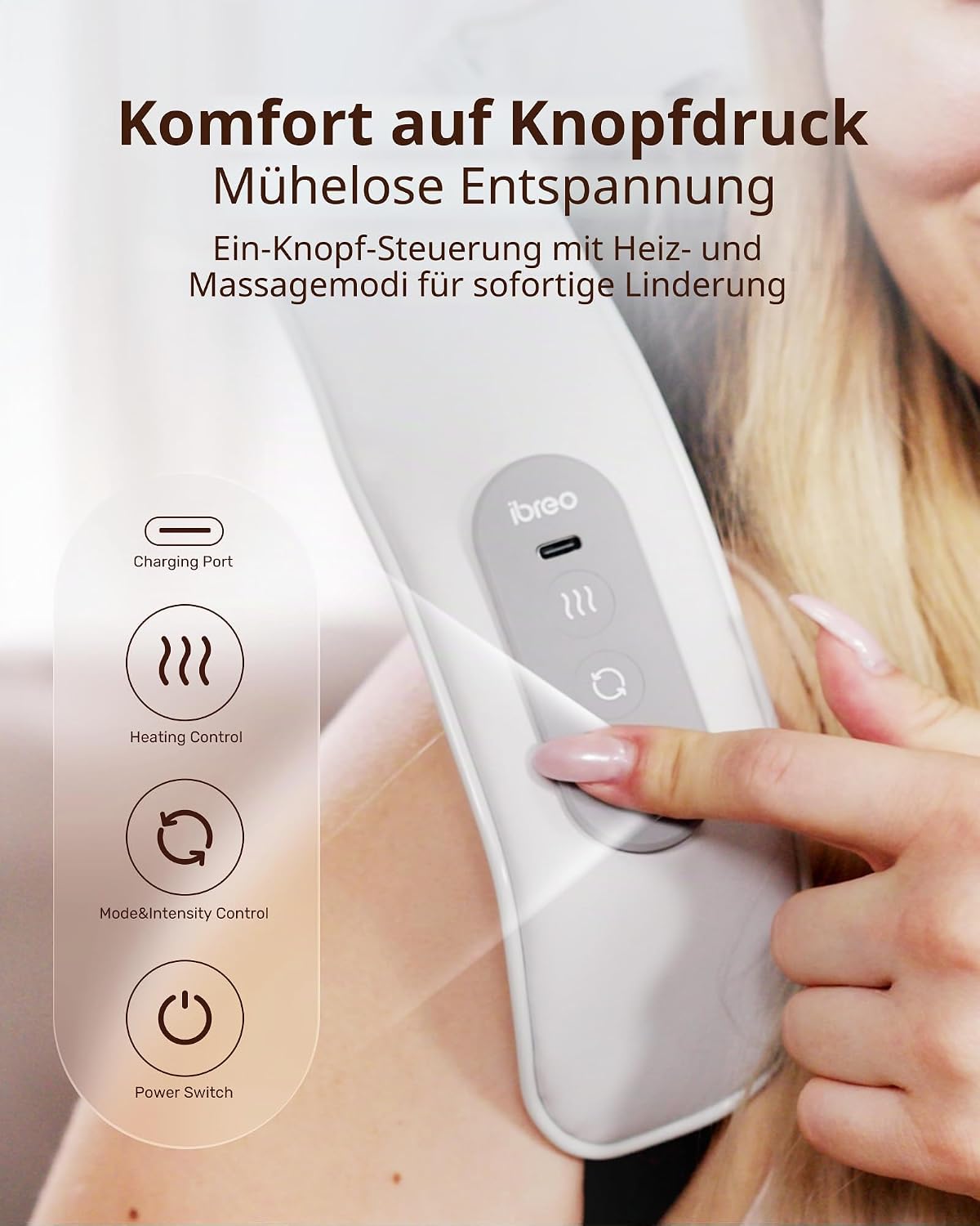 Kabelloses elektrisches Nackenmassagegerät mit Wärme, einstellbarer Abstand | Shiatsu-Massage, 3D-Tiefengewebeknetung, wiederaufladbar und mehrere Modelle zur Schmerzlinderung – Bild 8