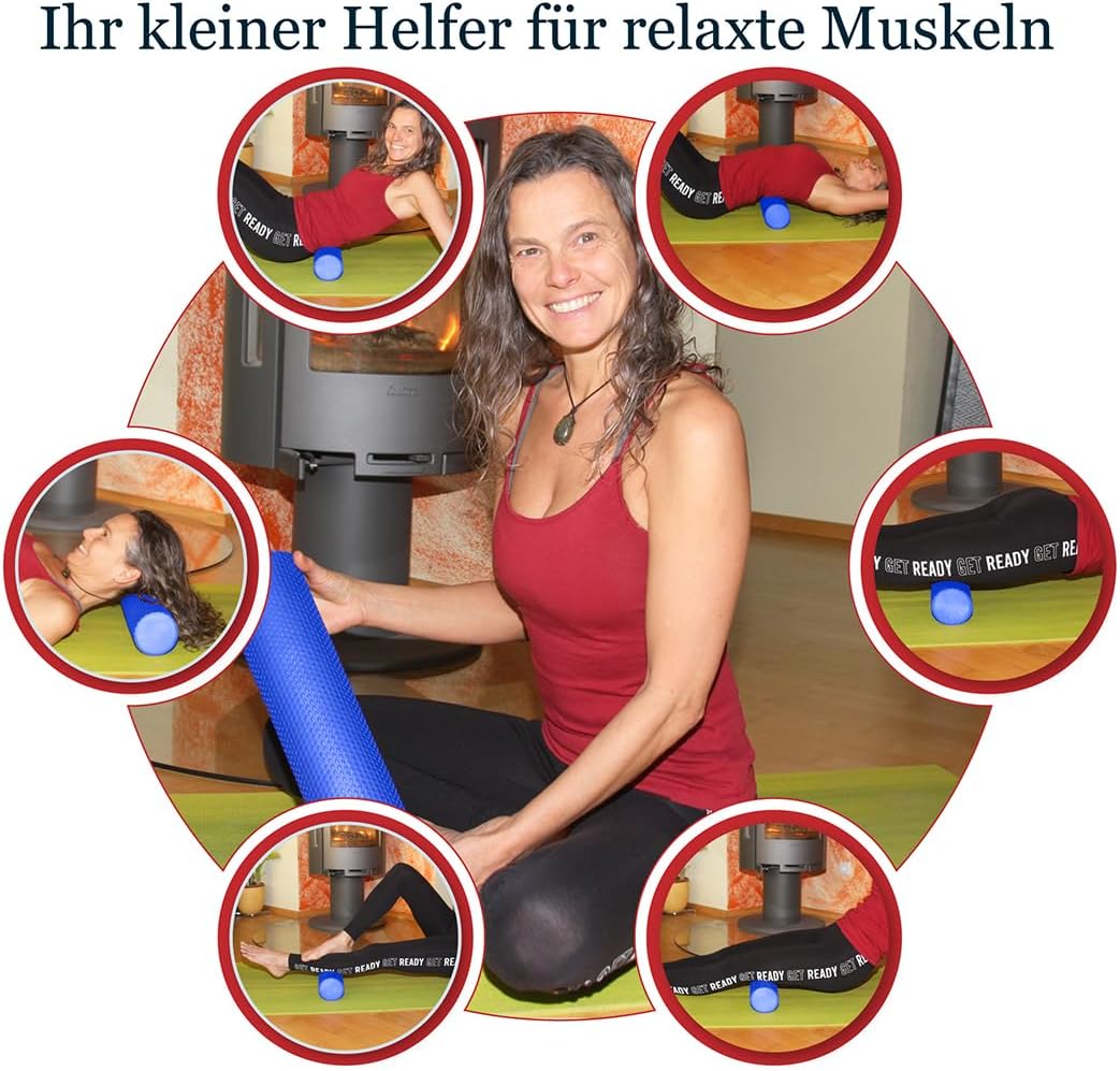 Mittlere Faszienrolle für Rücken, Wirbelsäulenmassage, Rückendehner, Durchmesser 9,5 cm x 43 cm (Ozeanblau), Yoga, Pilates, Faszienschaumrolle für Nacken- und Rückenschmerzen, Triggerpunktbehandlung – Bild 3
