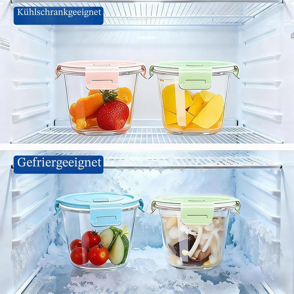 710 ml Glasbehälter mit Deckel, Glas-Vorratsdosen-Set für Lebensmittel, Glas-Suppenbehälter, Meal-Prep-Gläser, spülmaschinenfest, mikrowellen- und gefriergeeignet, BPA-frei (4 Stück) – Bild 2