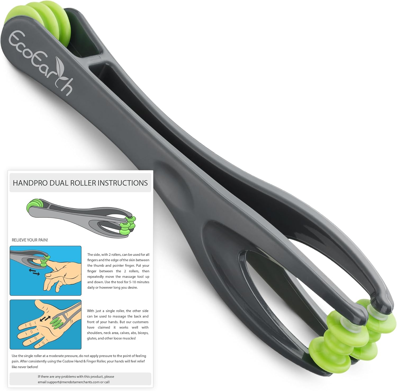 EcoEarth Finger- und Handmassagegerät für Tiefenmassage – Akupressur-Massagerollen für Arthritis, Karpaltunnelsyndrom, Stress und Schmerzlinderung
