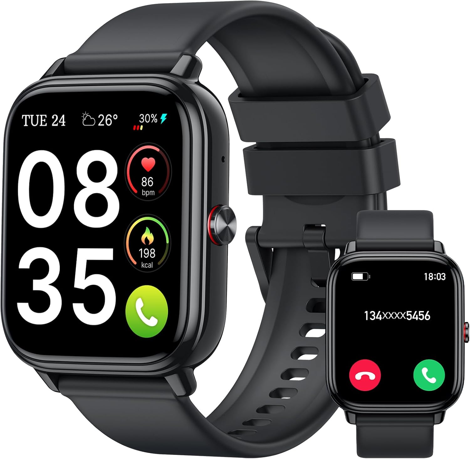 Smartwatch Damen Herren,1.83"HD Touchscreen, 20 Tage Akkulaufzeit, Fitnessuhr mit Pulsuhr Schlafmonito Schrittzähler, Bluetooth Anruffunktion, 112+ Sportmodi, IP68 Wasserdichte Sportuhr für iOS/Android